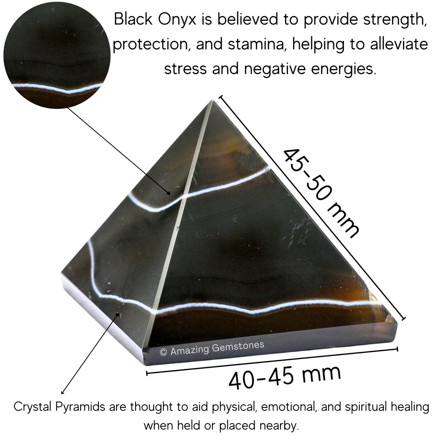 Amazing Gemstone Black Onyx Pyramid Crystal Healing Stones - 2" Great Pyramid Figurine of Natural Stone Pyramid for Meditation, Reiki, Chakra Balancing and Crystal Pyramids Grid
