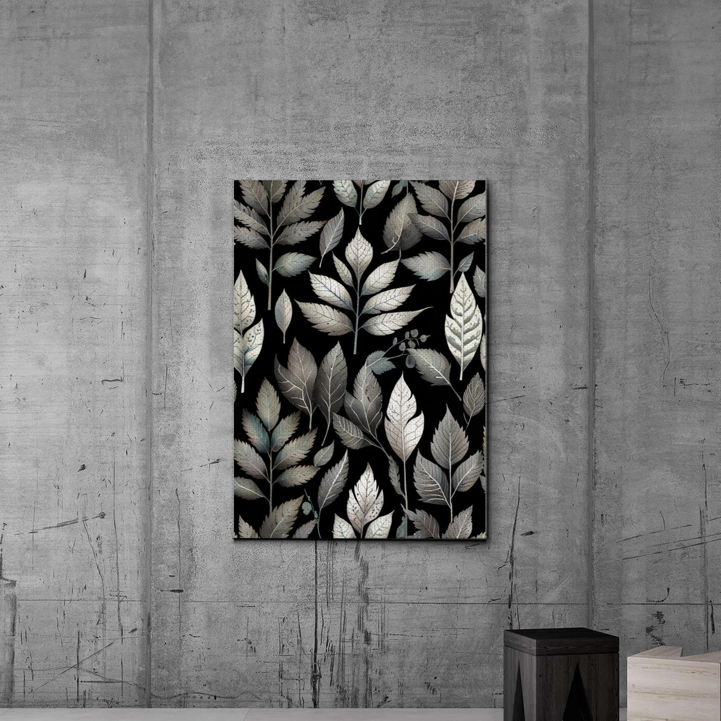 Canvas Print Scandinavian Folk Art Black and Beige Abstract Botanical Wall Art for Scandinavian Home Decor Decor Canvas, Wall