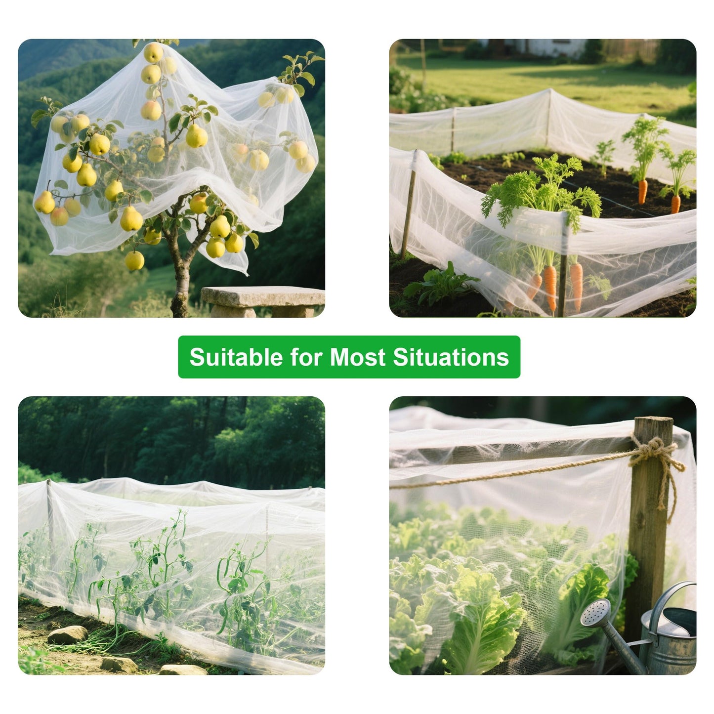 FOTMISHU Garden Netting 10x60FT Ultra Fine Mesh Netting Bird Barrier Protection Vegetable Fruit Tree Bushes Plant Cover for Raised Bed