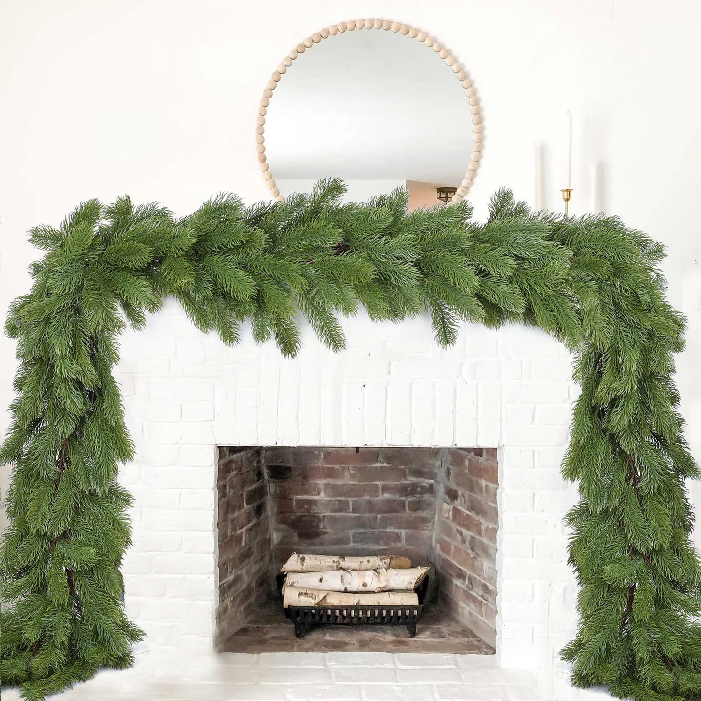 Fomlily Pine Garland Christmas Decoration, 6ft Christmas Greenery Garland Artificial Spruce Pine Needles for Holiday Mantel Fireplace Table Centerpiece Decor
