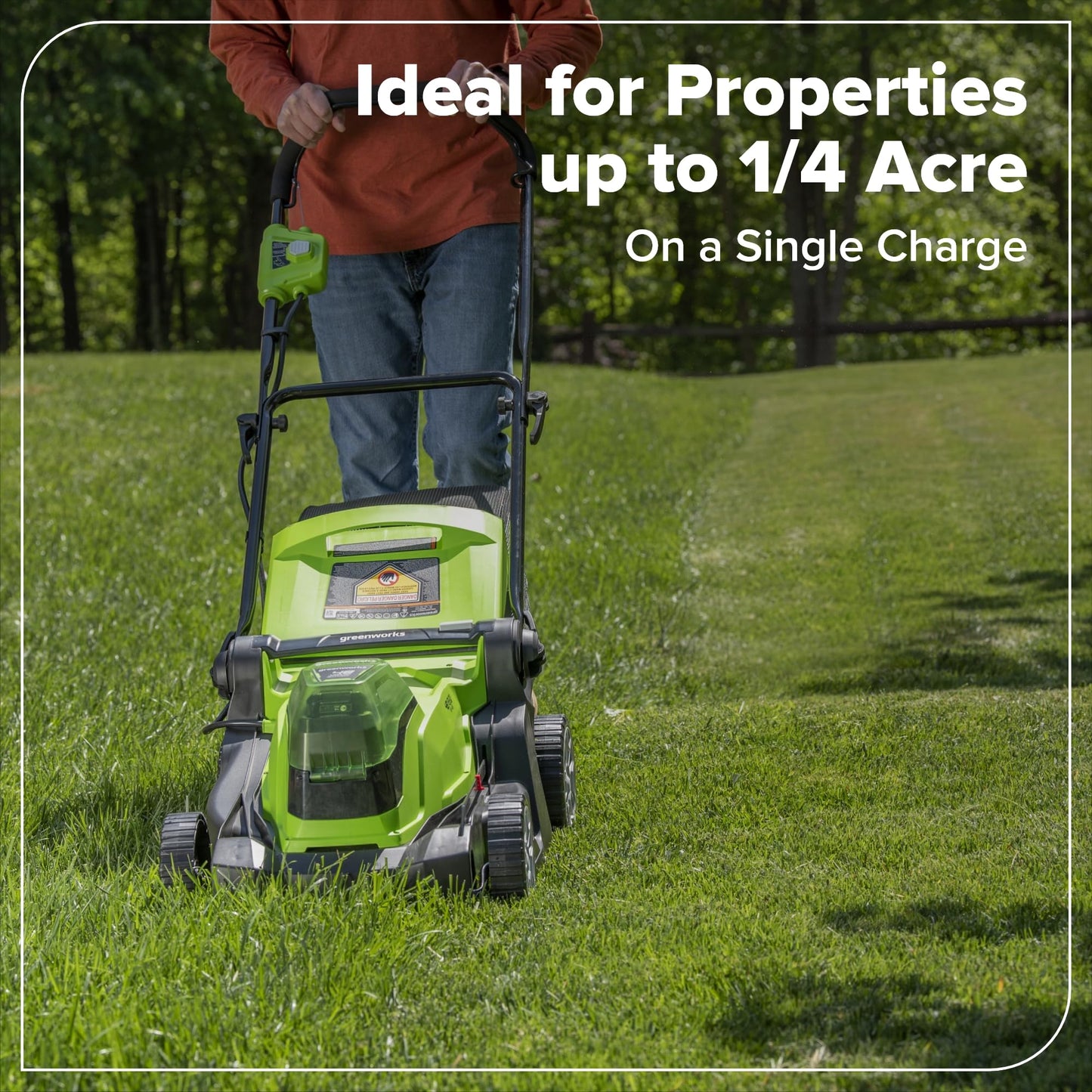 Greenworks 48V (24V x 2) 17" Cordless (Push) Lawn Mower (200+ Compatible Tools), (2) 4.0Ah Batteries and Dual Port Rapid Charger Included