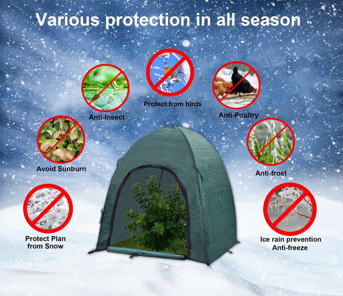 YAMYGA Winter Plant Covers for Snow and Ice Protection Shrub Cover Freeze Protection Plant Tent Protect Outdoor Plant and Potted Plant from Snow Frost Sun and Animal with Zipper Door 22*22*22 (2Packs)