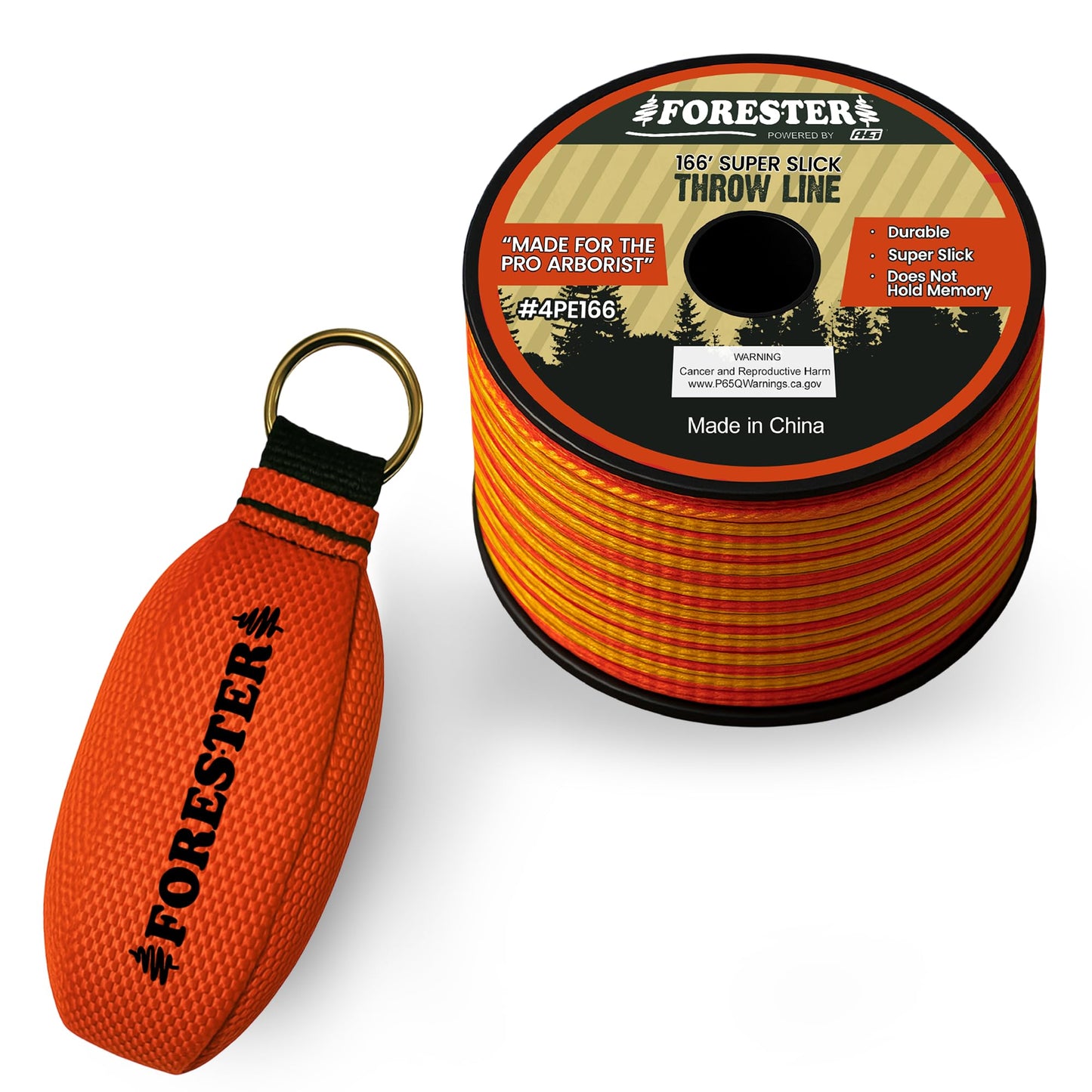 FORESTER Arborist Throw Line Kit | 11oz Throw Weight & 166ft Rope | Ultra Slick 100% Polyester Rope | Arborist Equipment For Tree Climbing