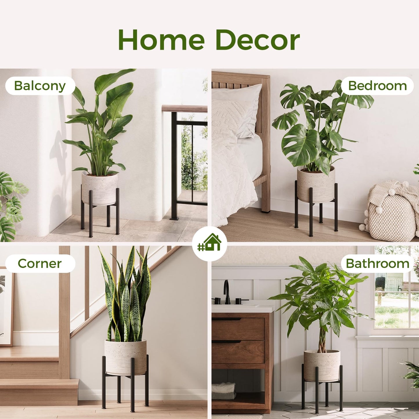 GENTINGBRO Adjustable Plant Stand Indoor Outdoor Mid Century Plant Stand for 8-15 Inch Pots Heavy Duty Single Plant Holder Rustproof Metal Plant Stand with Leveling Feet Plant Rack for Patio Balcony Living Room Golden