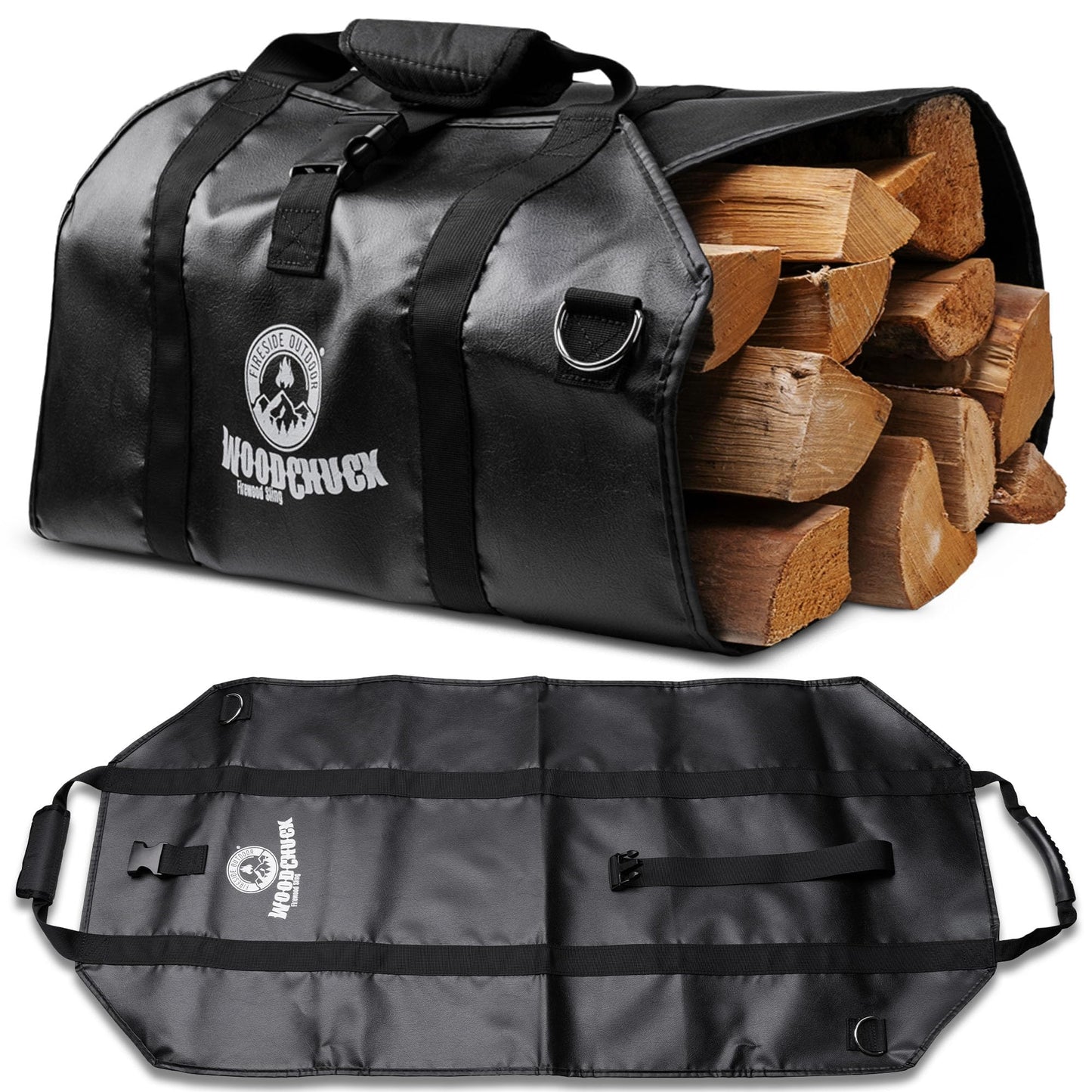 Fireside Outdoor Woodchuck Vinyl Firewood Sling - Firewood Carrier, Log Carrier for Firewood, Fire Wood Carrier Tote, Wood Carrier for Firewood Bag, Wood Carrying Bag, Firewood Carry Bag, Log Tote