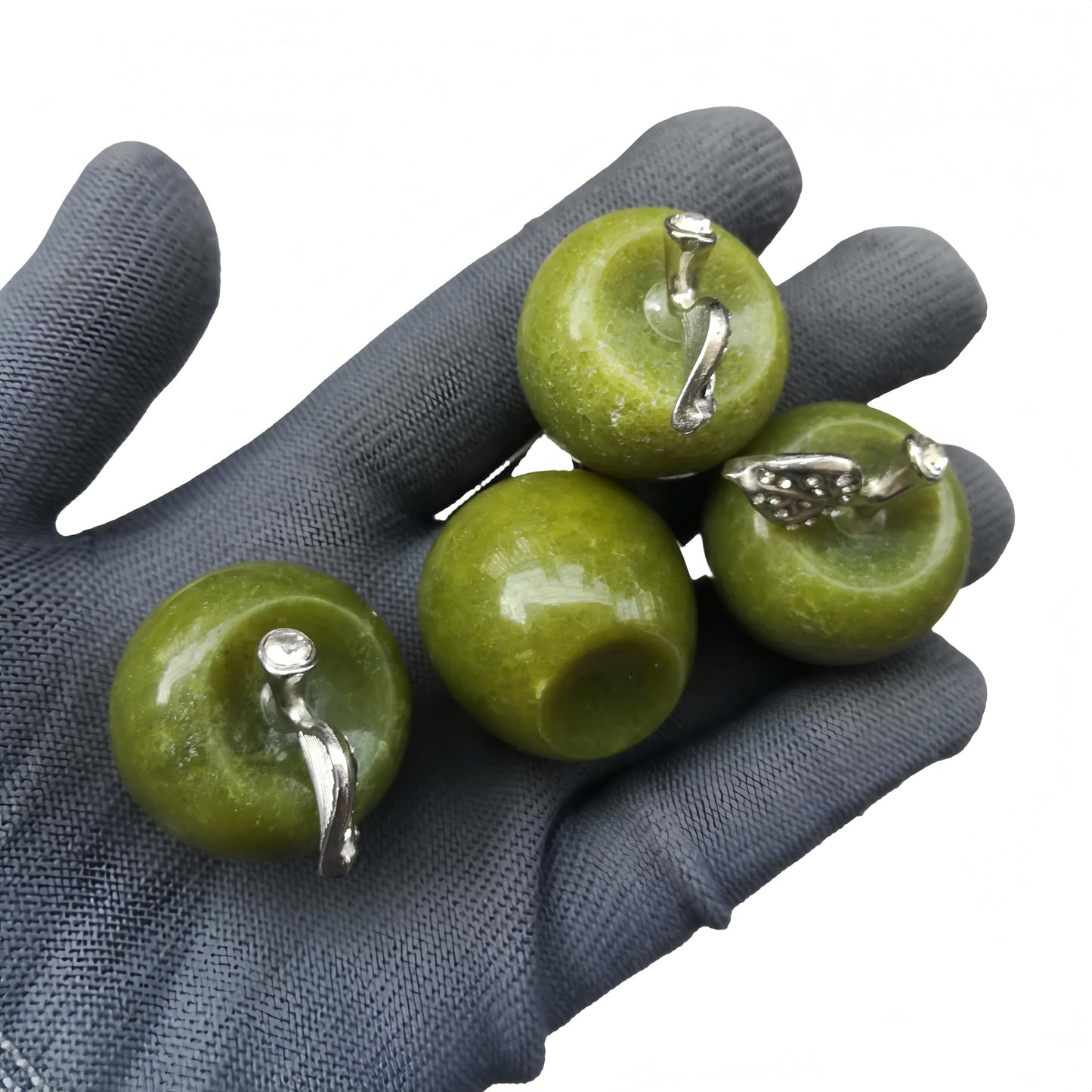 Sunshcat Natural Green Jade 1.18 Inchs Apple Crystal and Healing Stone Statues,Room Decoration Christmas Decorations Thanksgiving Gifts Office Gifts Collectibles