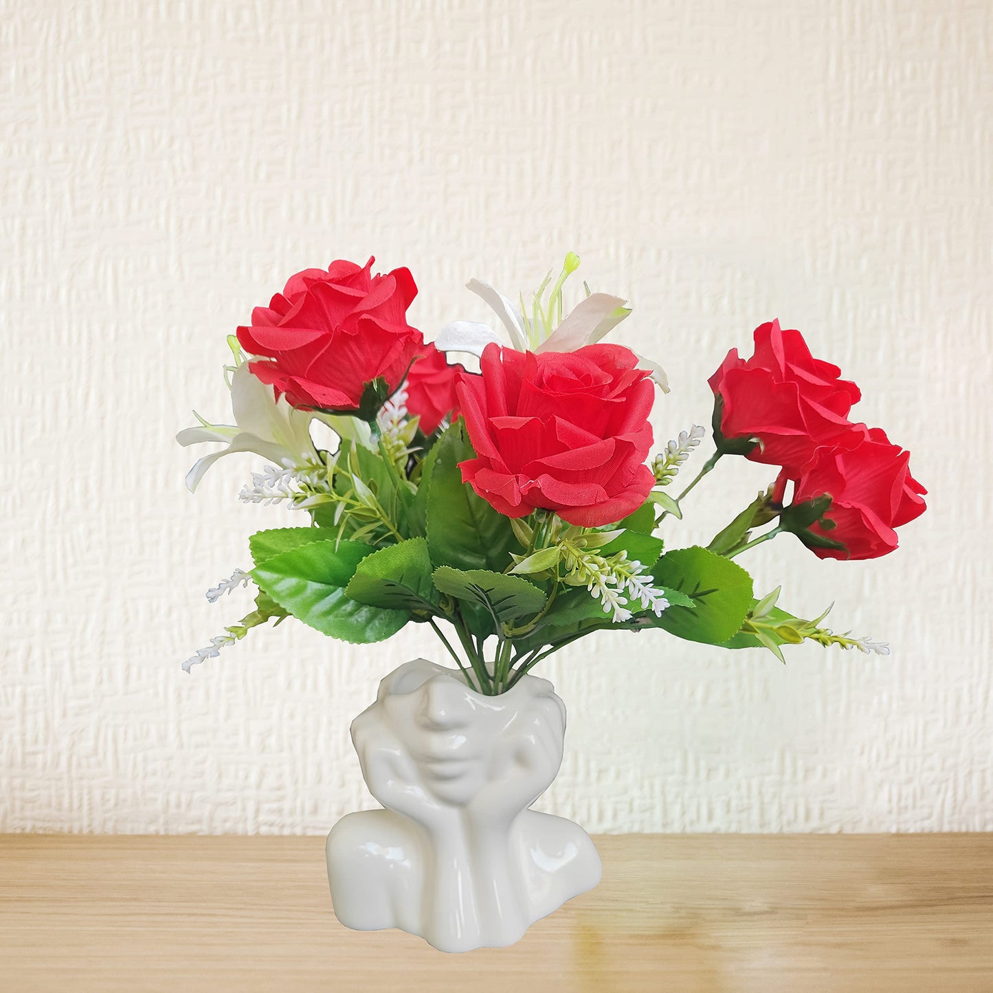 Face Vase Unique Ceramic Vase for Room,Office,Home Decor,White,A