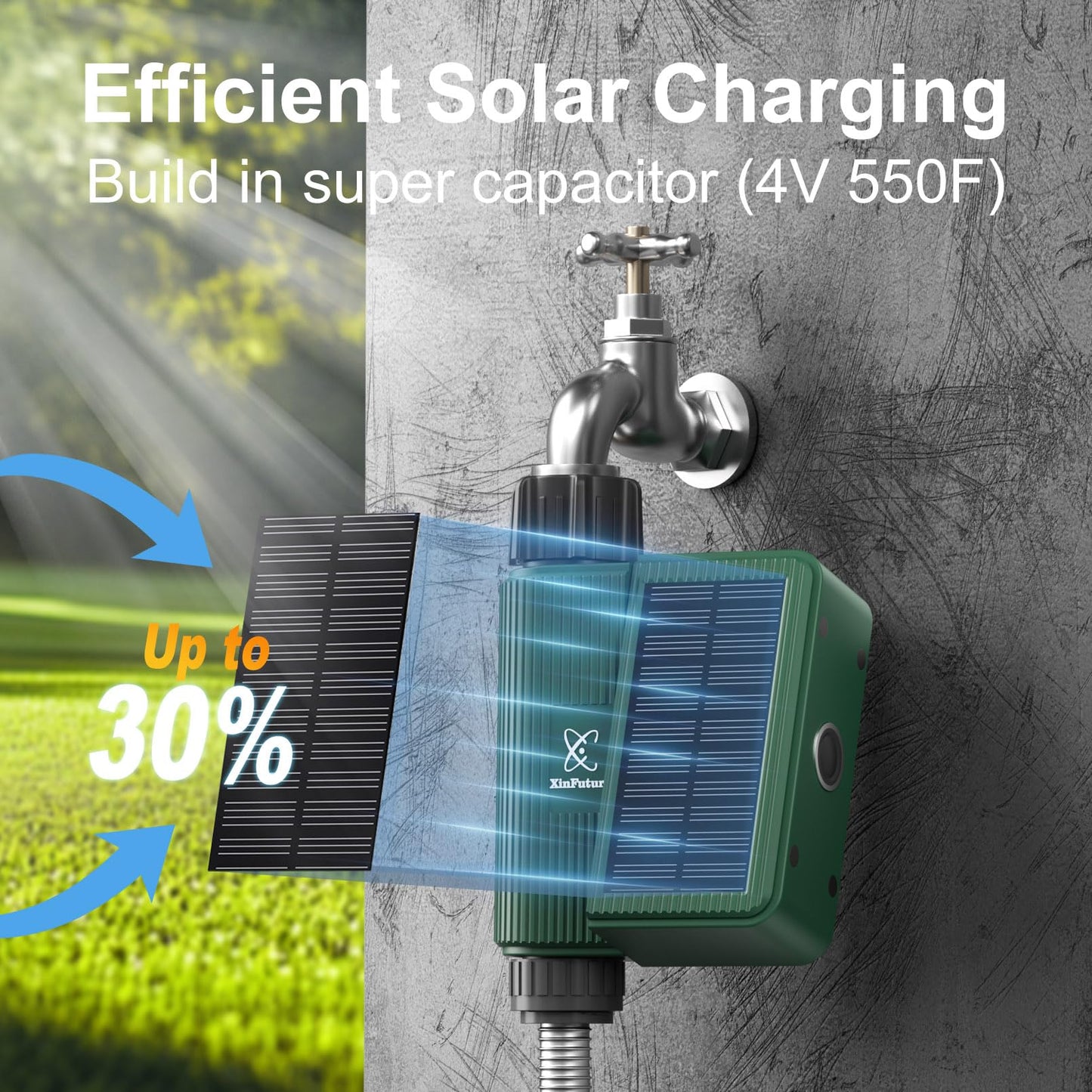 WiFi Solar Sprinkler Timer with Flow Monitor, Water Timer for Garden Hose with Rain Delay, Manual& Automatic Watering System for Garden Hose Faucet, App& Voice Control, Irrigation Controller