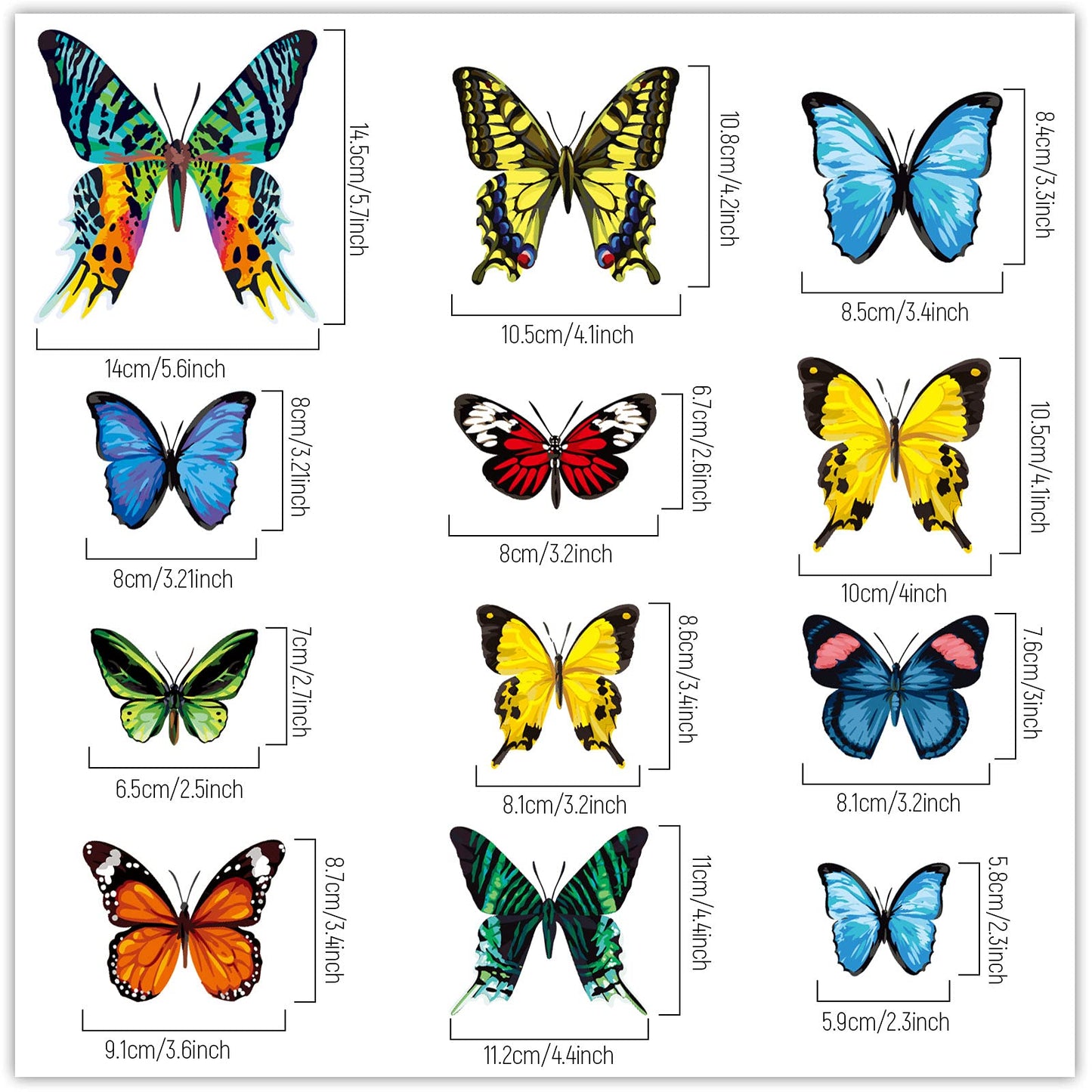 Whaline 24Pcs Colorful Butterfly Window Clings Double-Sided Anti-Collision Window Decals to Prevent Bird Strikes on Glass Non-Adhesive Static Butterfly Cling Stickers for Home Glass Door