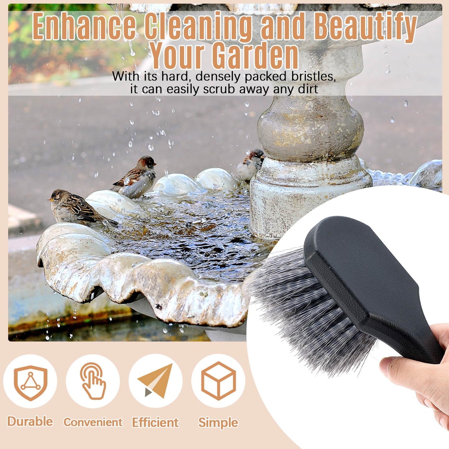 CroBlissful 2 Pcs Bird Bath Cleaning Brush Hard Bristle Stiff Bristle Brush with Plastic Handle Utility Scrub for Bird Feeder Bath Accessories Fountain Outdoor Cleaning(Gray)