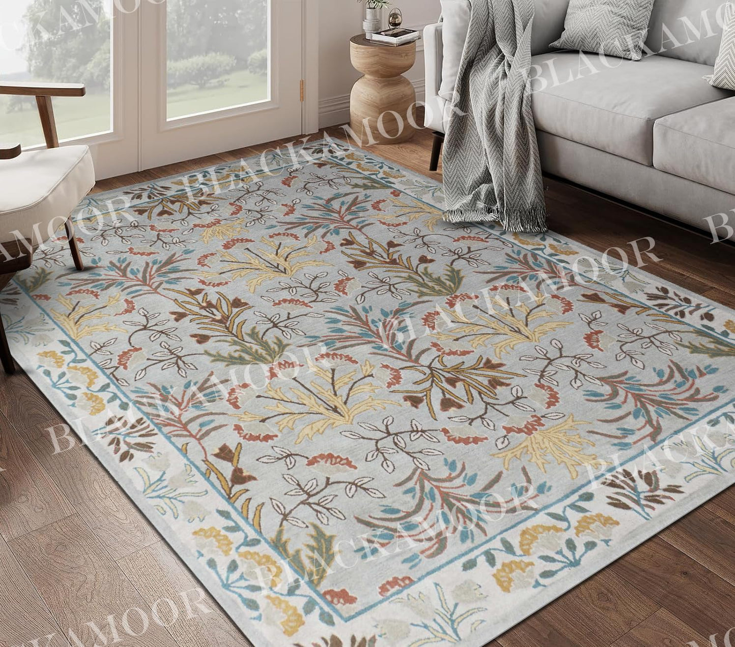 Isabel Handmade Wool Tufted Area Rug | Unique Traditional Adeline Gray Jaipuri Design, Thick & Soft Carpet | Perfect for Living Room, Bedroom Decor (3' X 5')