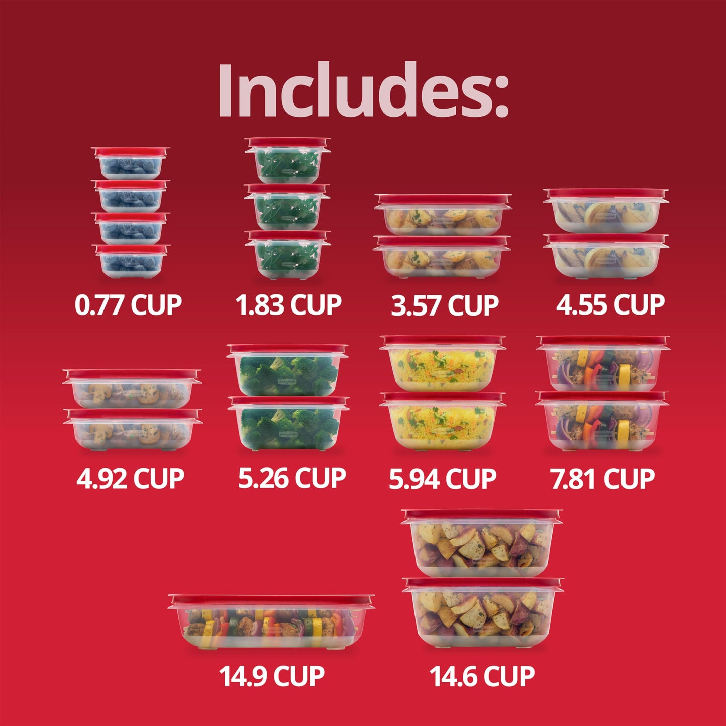 Rubbermaid EasyStore Containers, 44-Piece Set, Food Storage Containers with Lids