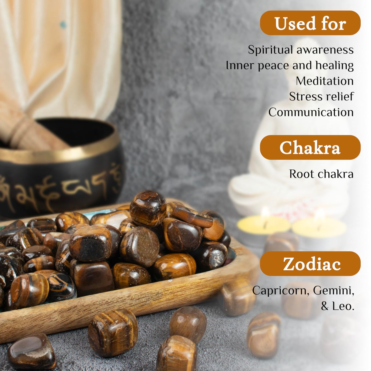 Crocon 1LB Tiger Eye Tumbled Stones and Crystals Bulk 2000+ Carats Natural Crystal Kit for Reiki Healing Crystal Polished, Tumble Stones, Chakra Balancing, Reiki Gift, Home Decor Size : 20-25 mm