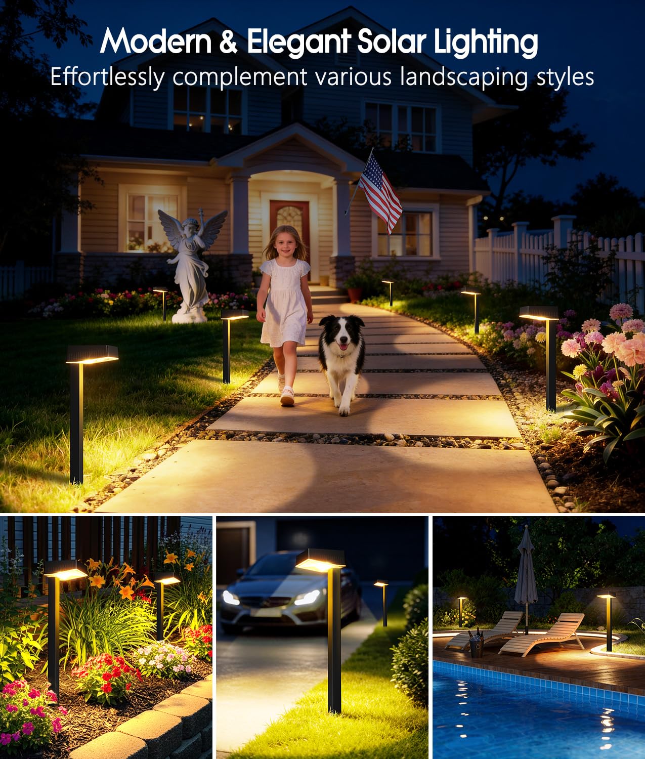 ELECLINK Solar Pathway Lights Outdoor, 8 Pack Garden Lights Solar Powered Path Lights with Bigger LED Lens, 2 Light Modes Waterproof Outdoor Solar Light for Yard Driveway Walkway Landscape Patio Lawn