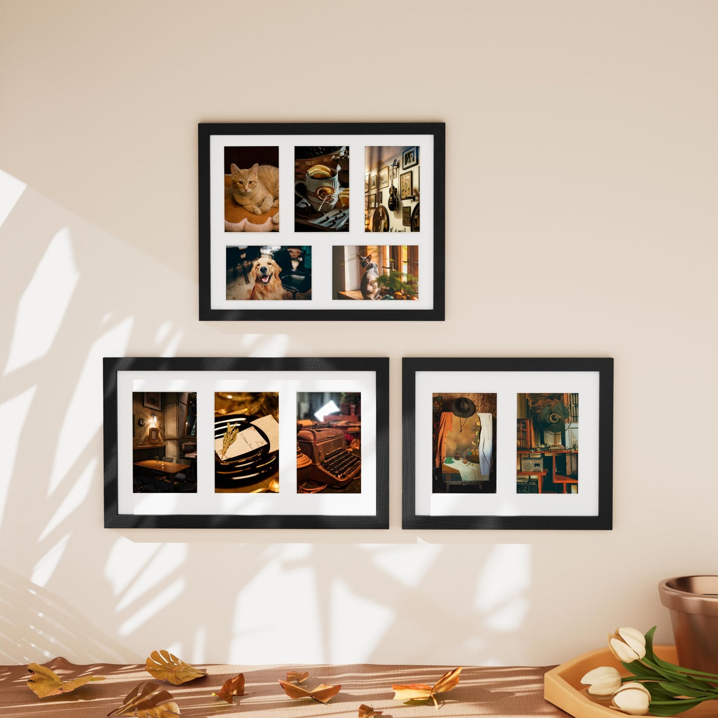 Vittanly 11x14 Collage Picture Frame, Displays 5Pcs 4x6 Pictures with Mat or 1Pcs 11x14 without Mat for Wall Mounting, Picture Frames Collage Wall Decor in Black, 1 Pack