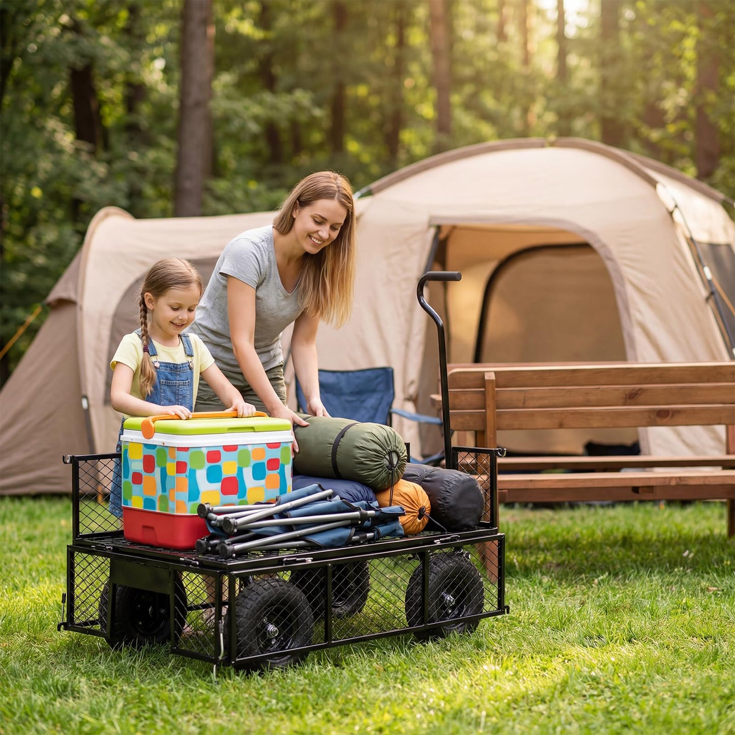 NorthSky Heavy Duty Garden Cart - 800lbs Load Capacity with 180° Rotating Handle, 10" All-Terrain Tires, Removable Sides for Easy Hauling, Garden Wagon for Yard Work, Outdoor Utility Cart (Black)