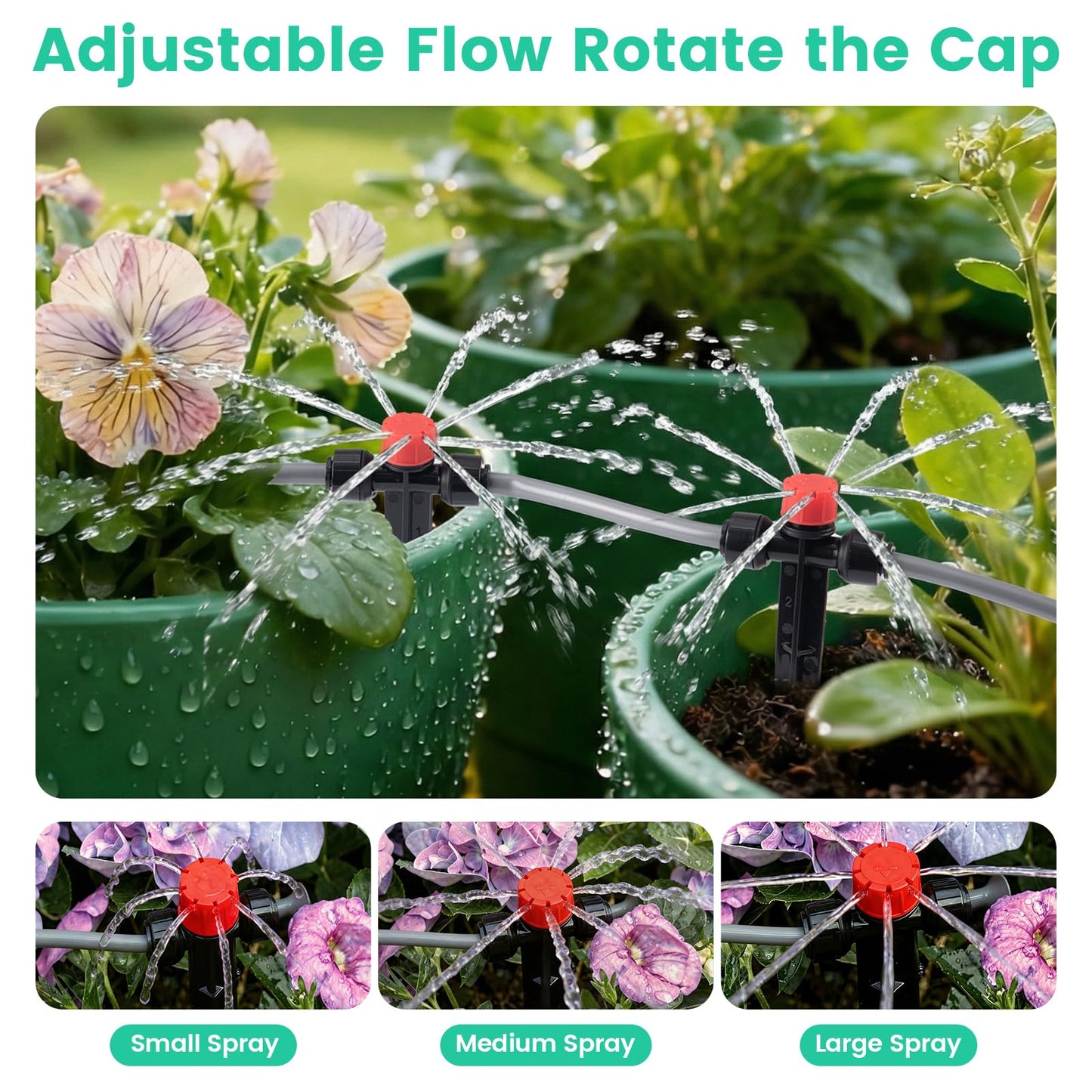 Upgrade 240FT Quick-Connect Drip Irrigation System Kit, Auto Garden Watering System with 1/4" & 1/2" Fast-Lock Tubing, Adjustable Nozzles Emitters for Raised Garden Beds,Greenhouse, Lawn, Patio