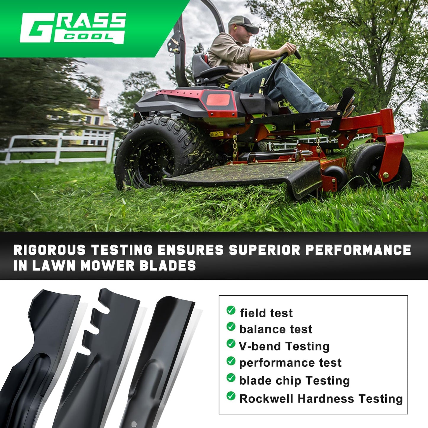 Grasscool Timecutter 42 inch Blades for 42" Deck Toro SS4235 Z4235 Z4200 SS4260 SS4200 Timecutter Zero Turn Mower Replace 110-6568-03 (2 Pack)