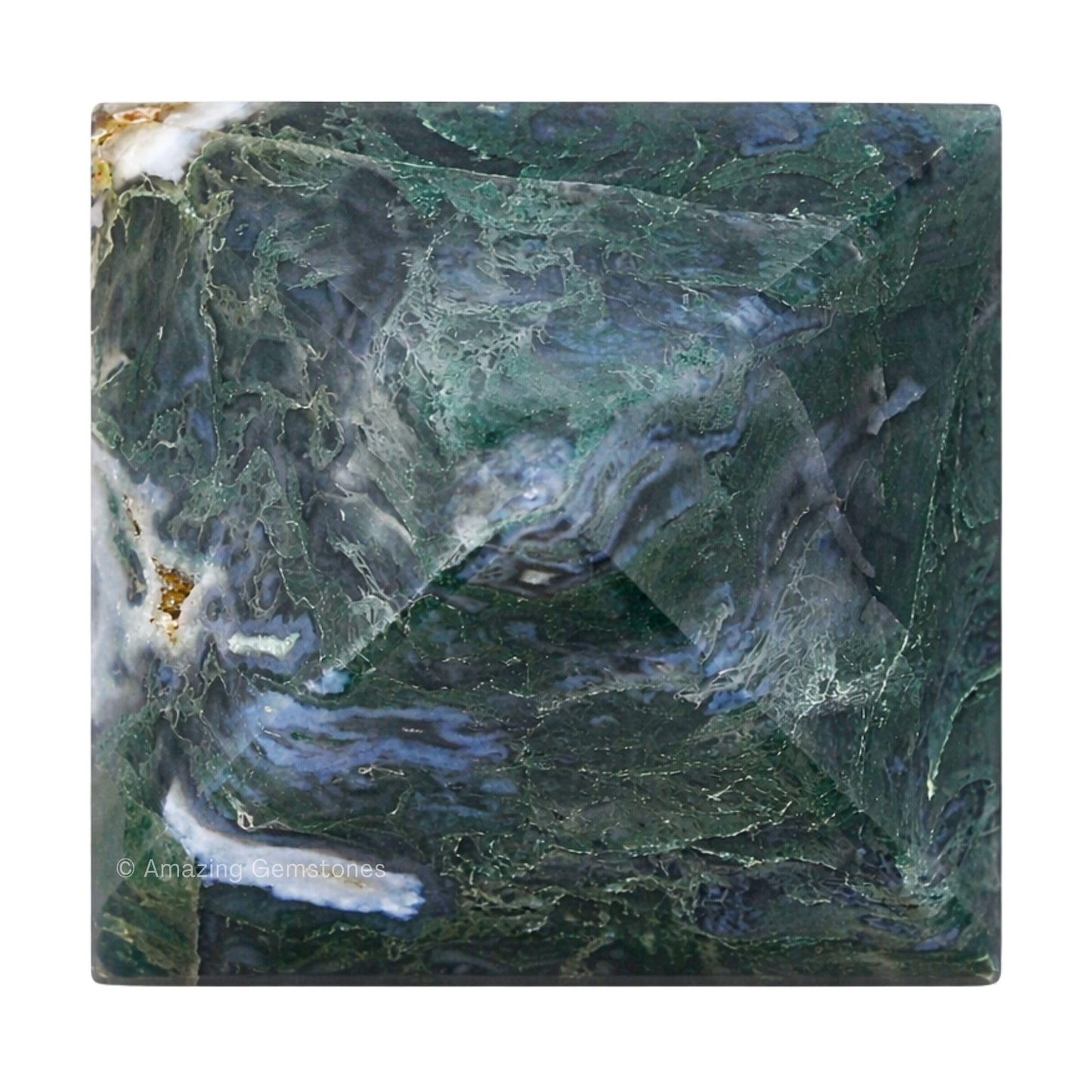 Amazing Gemstone Moss Agate Pyramid Crystal Healing Stones - 2" Great Pyramid Figurine of Natural Stone Pyramid for Meditation, Reiki, Chakra Balancing and Crystal Pyramids Grid