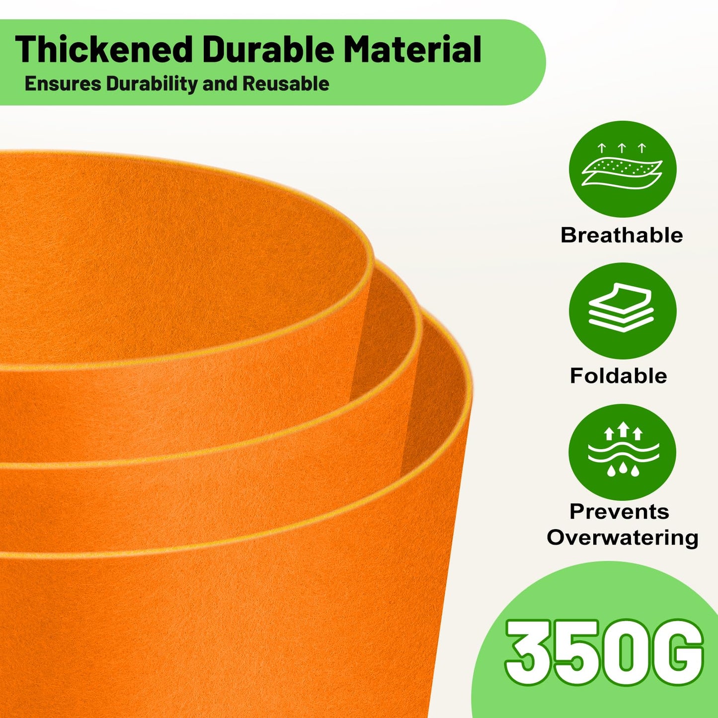 Fhyisble 7 Gallon Fabric Grow Bags 5-Pack, 350G Heavy Duty NonWoven Fabric Pots with Handles, Breathable Grow Planter for Vegetables Flowers Indoor Outdoor Gardening
