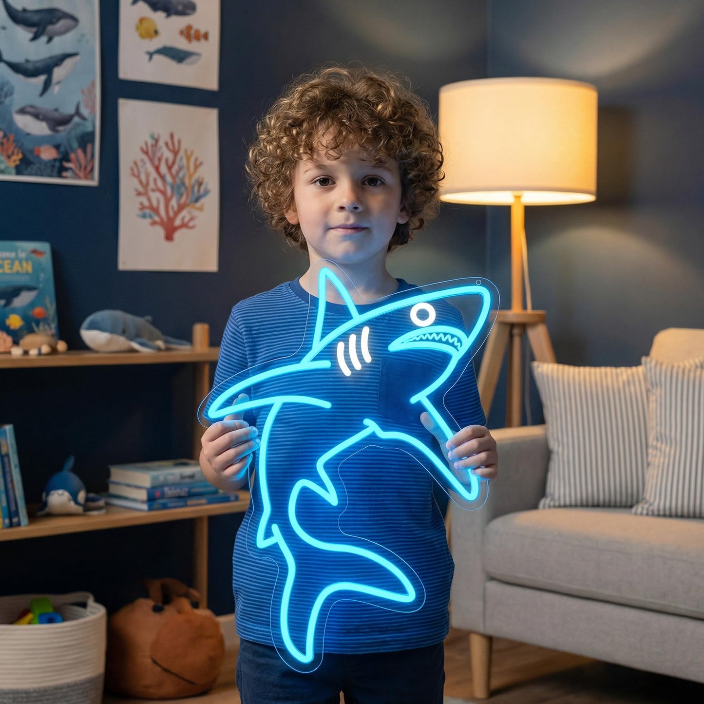 ACOPAEY Shark Neon Sign, Dimmable Ocean LED Neon Lights for Wall Decor, Animal Room Decor for Bedroom, Boys Room, Gaming Room, Man Cave, Gifts for Shark Lovers Gamers, USB Powered, 12.0 x 16.6 Inches