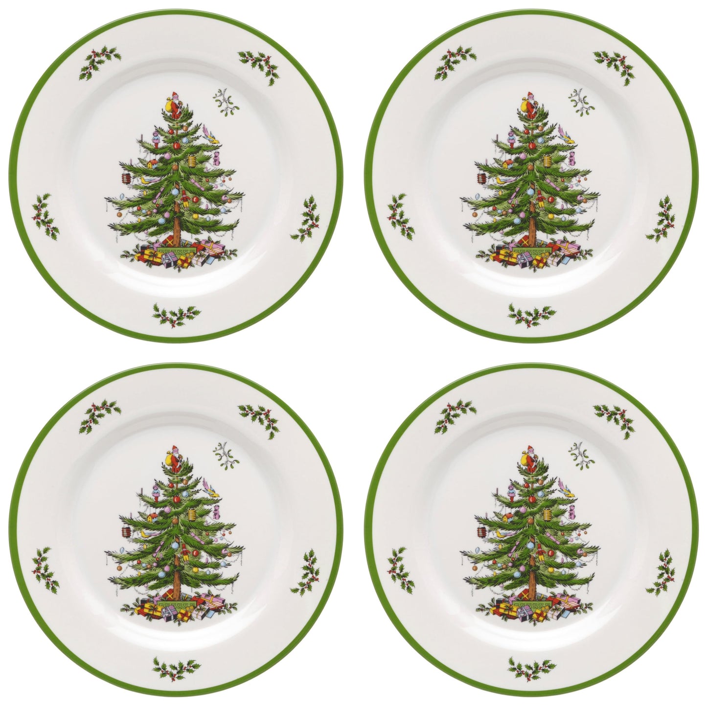 Spode Christmas Tree 12-Piece Dinnerware Set, Service for 4 - Dishwasher Safe Seasonal Dinnerware, Festive Christmas Tree Motif for Holiday Gatherings, Shatterproof & Durable Dishes - Made of Melamine