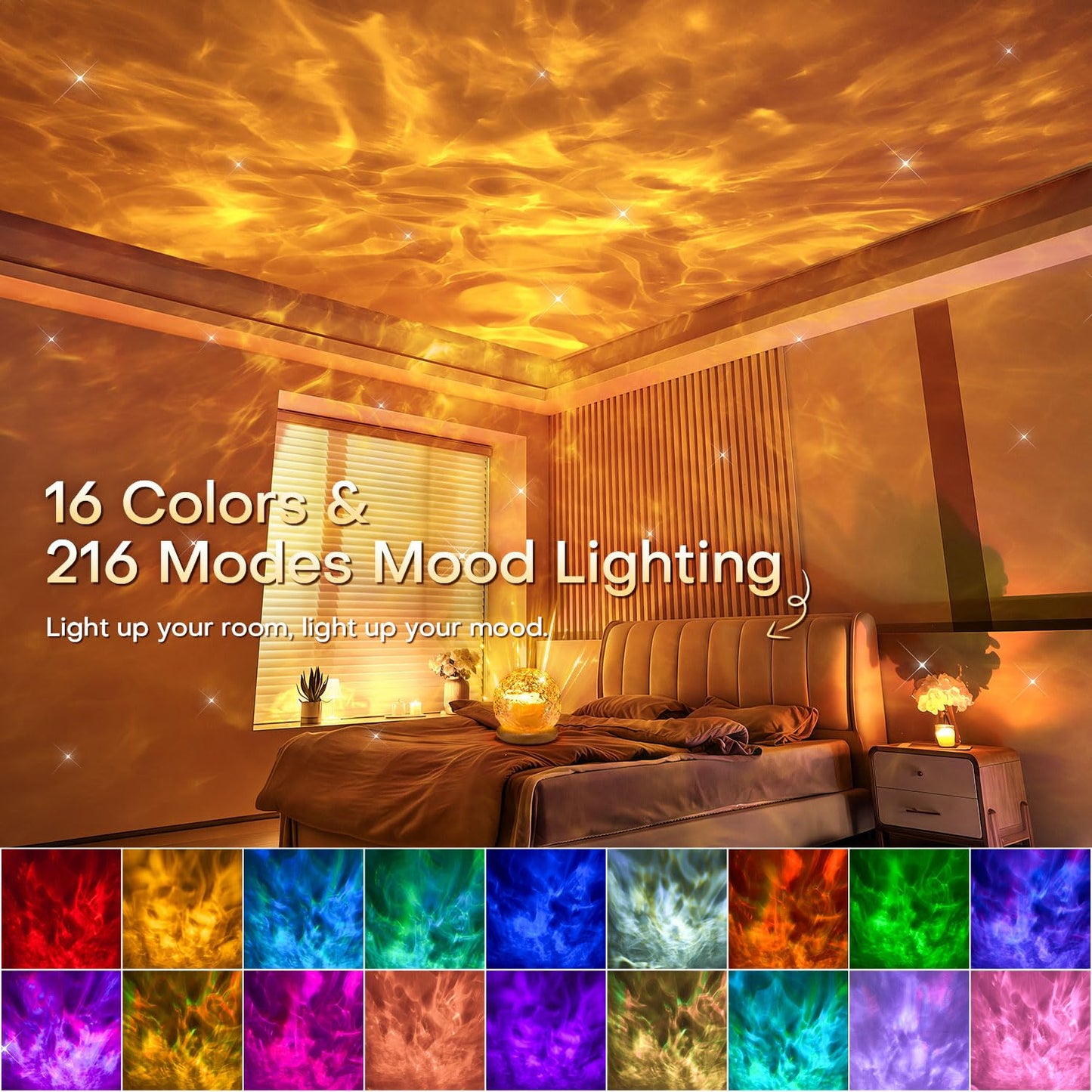 Ambient Lighting, 216 Modes Mood Lighting, 3-in-1 Sunset Lamp & Ocean Lamp & Northern Lights Projector with Remote, Mothers Day Gift Ideas, Room Lights for Bedroom,13 Year Old Teen Girl Gifts