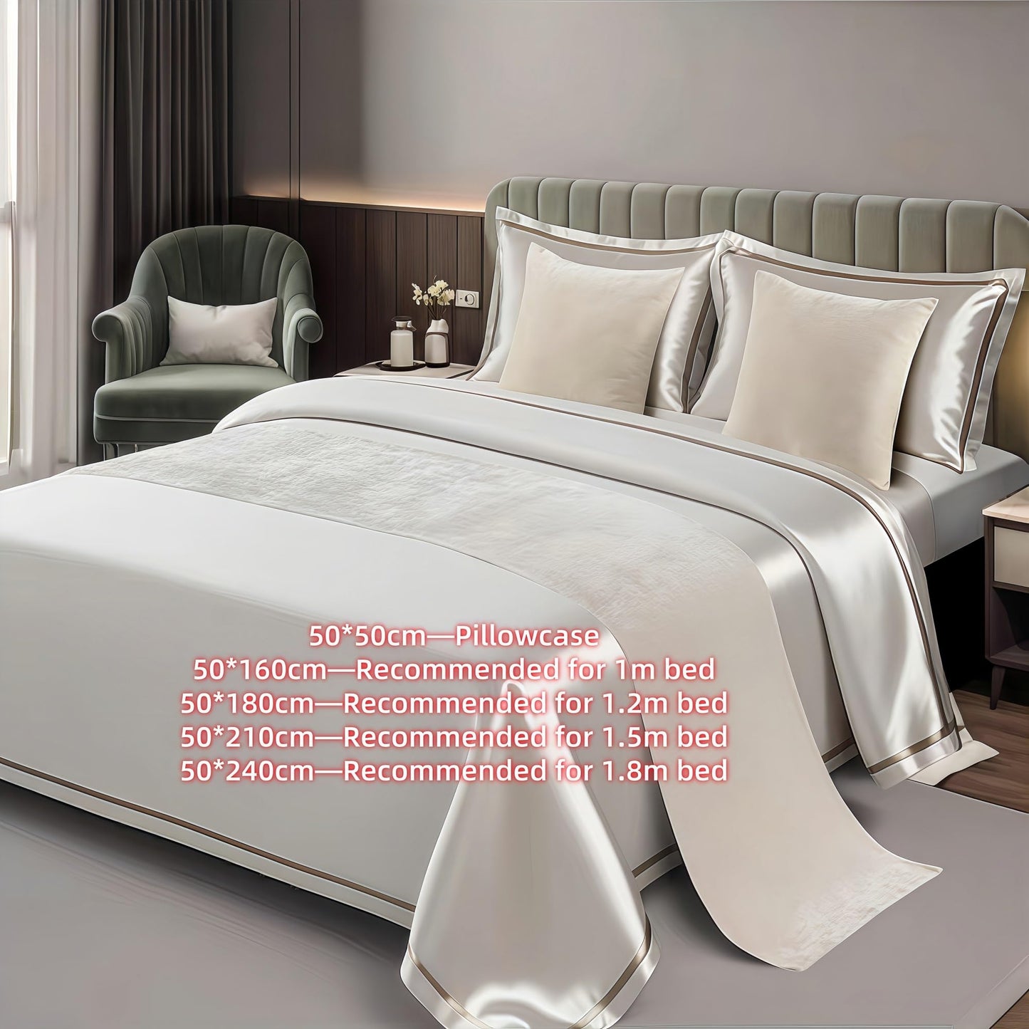 Polyester bed scarf，Decorative bed runner，Bed Runner ，European Style Simple Bed Scarf，Embroidered bed runner，Bed cover runner，Bed runner for guest room， for Bedroom Home Guesthouse Farmhouse(I,50*240c