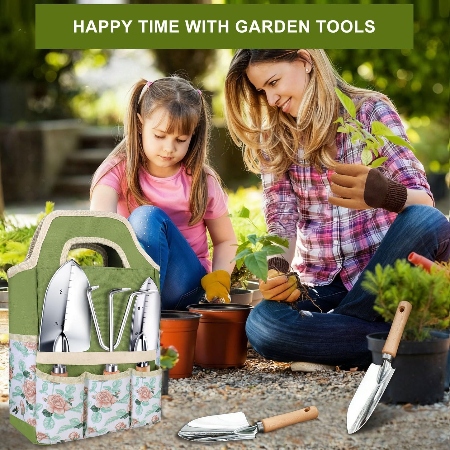 Kynup Garden Tools, 7 Piece Gardening Gift for Women, Gardening Tool Kit, Gardening Hand Tools Set, Gardening Supplies, Essentials, Garden Stuff, Thickened Stainless Steel, Rust-Proof