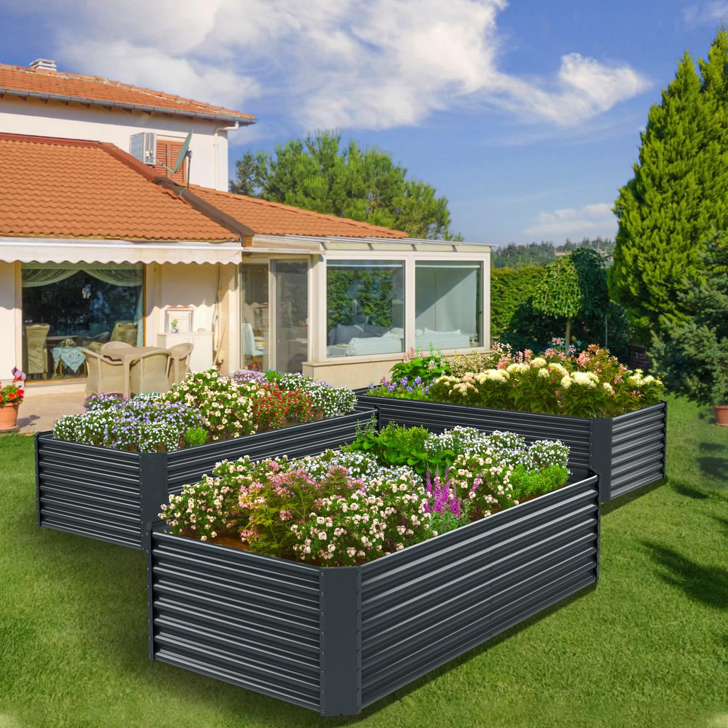FRIZIONE 6FT(L)×3FT(W)×2FT(H) Raised Garden Bed Outdoor for Flower, Garden Planter Box for Vegetable, Raised Garden Beds for Herb, Succulent, Dark Gray
