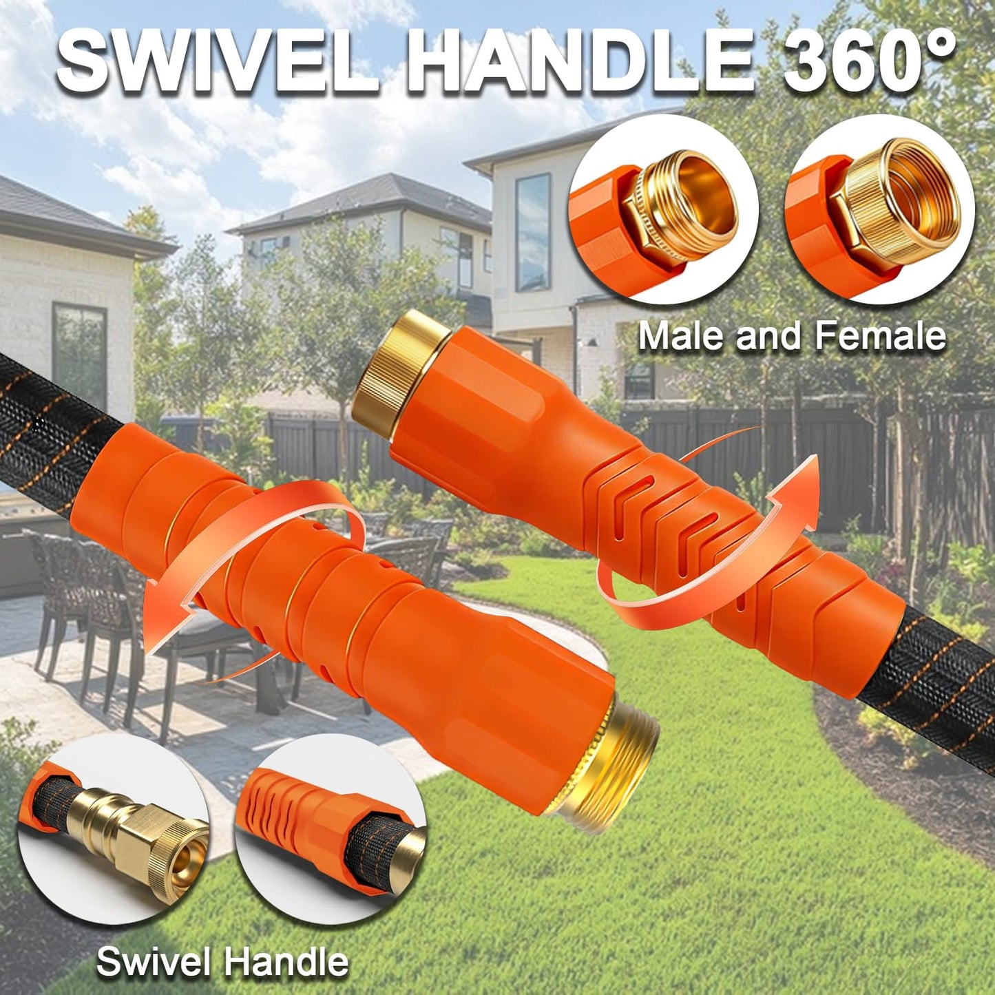 50FT Flexible Lightweight Garden Hose w/ 10Pattern Spray Nozzle,3/4 Inch 2026 Elastic Out Layer 2X Garden Hose,Triple Latex Core,No-Kink,Anti-Burst,Leak-Proof,Easy Use&Storage (50 FT)