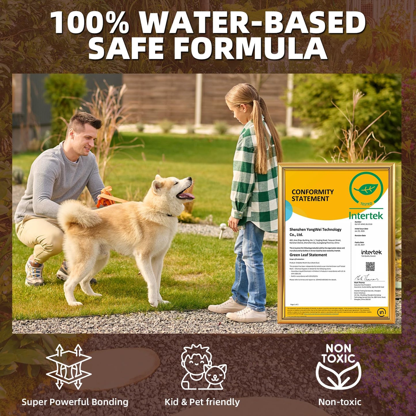 Shabebe Rock Glue, 1Gallon Mulch Hold for Landscaping with Sprayer, 99% Ultra Stick Pea Gravel Stabilizer Landscape, Non-Toxic Rapid-Dry Landscape Binder, Dries-Clear Gravel Binder for Pebble Garden