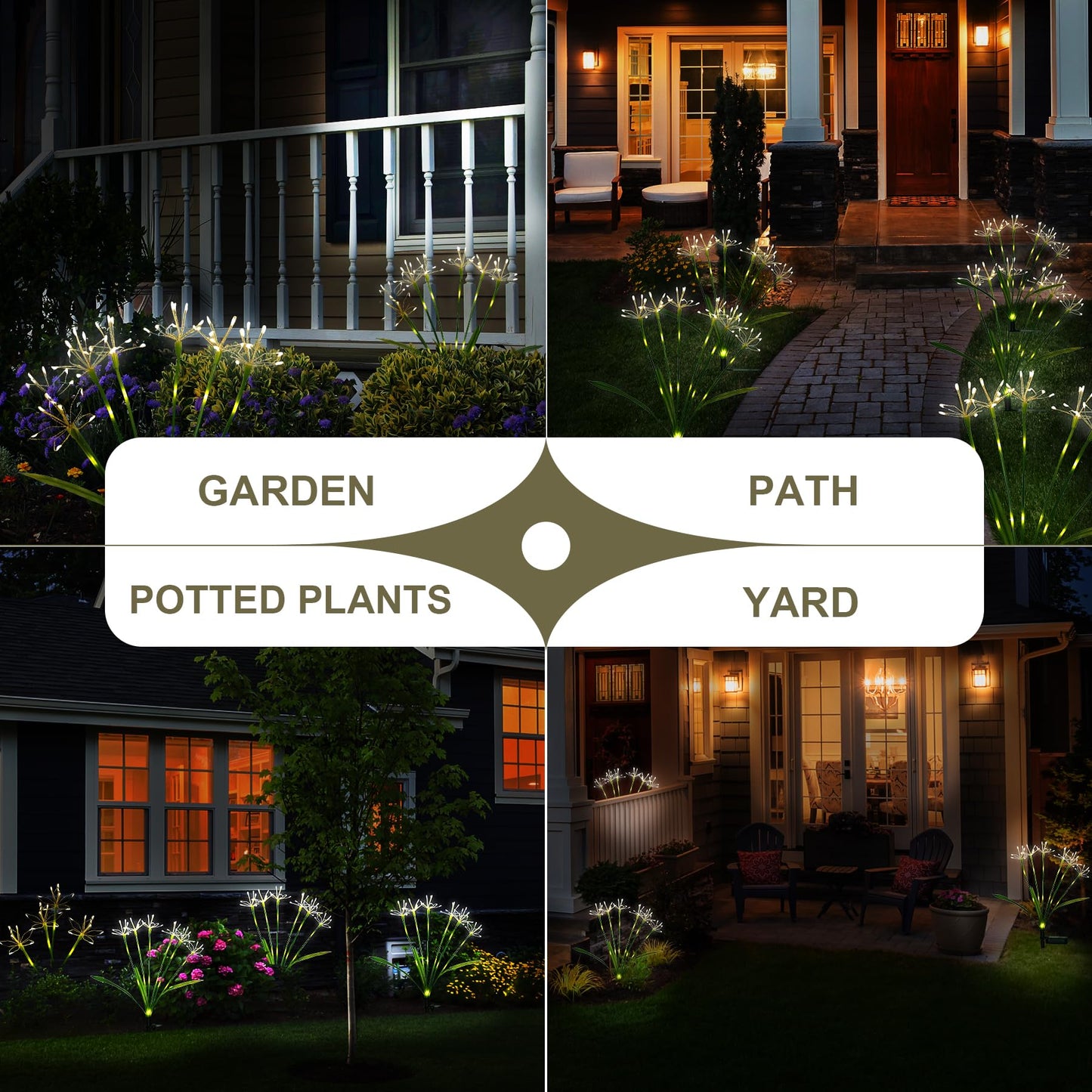 Putuzmic Solar Garden Lights Outdoor: Waterproof 2-Pack DIY Decorative Firework Lights with 2 Modes for Yard Patio Pathway Outside Fairy Decor - Gifts for Women Mom Mothers Day Warm White