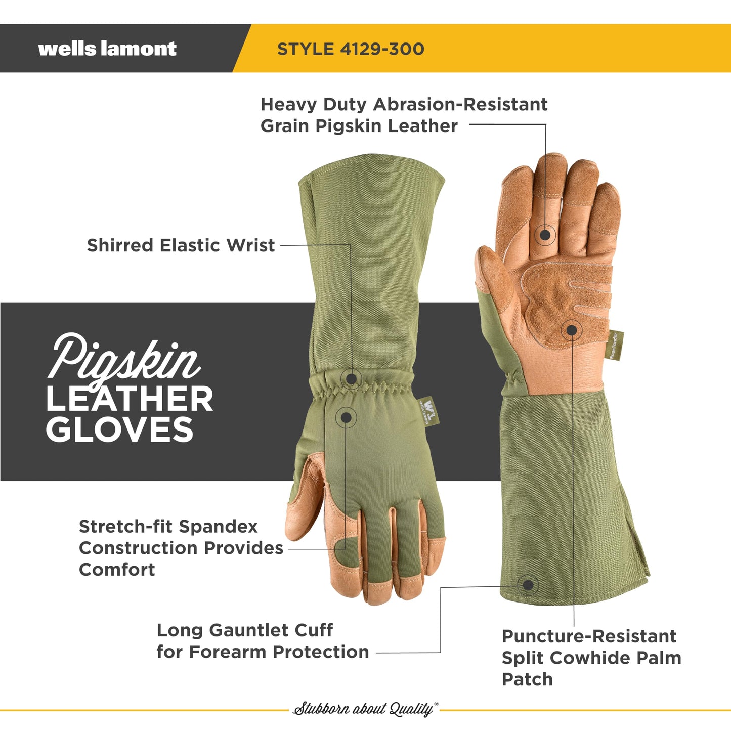 Wells Lamont Rosetender Gardening Gloves for Women – Thorn Proof Garden Gloves, Grain Leather Long Gloves for Pruning & Yard Work, 4129-300, X-Large
