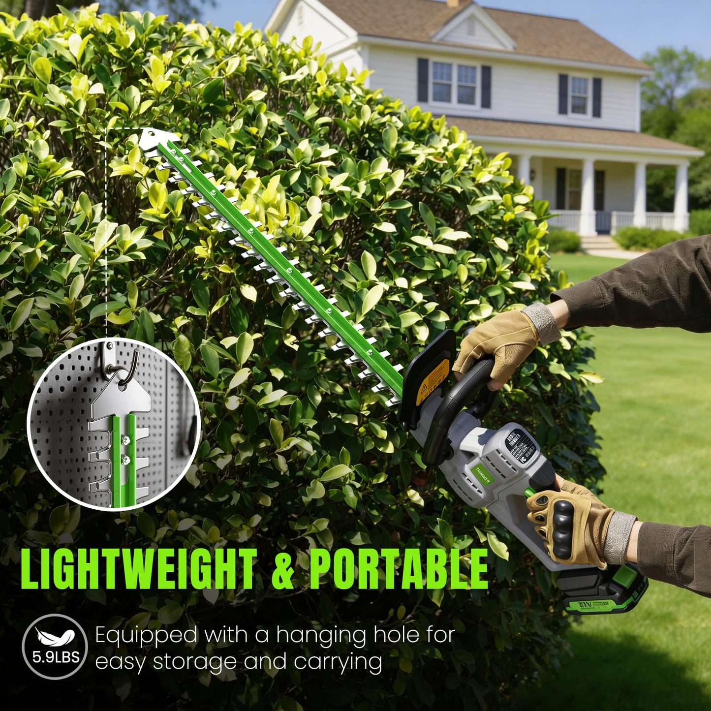 Hedge Trimmer Cordless 22" - 21V Powerful Electric Hedge Trimmer with 2 x 2.0Ah Batteries and Fast Charger, Easy to Use, 3200RPM Lightweight Battery Powered Bush Trimmers for Garden, Yard Care, GT860
