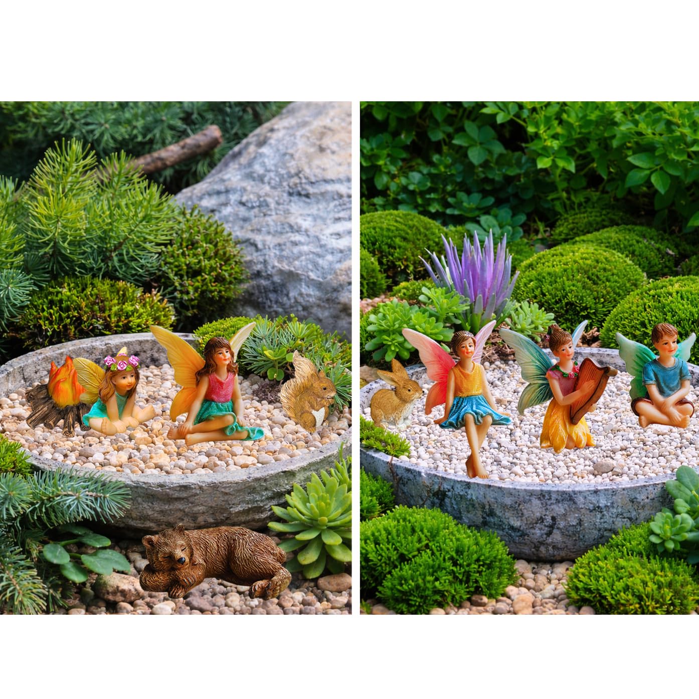 Mood Lab Fairy Garden Figurines - Camping Set (9 pcs) - Miniature Decorative Statues & Accessories - Outdoor & Indoor Garden Decor