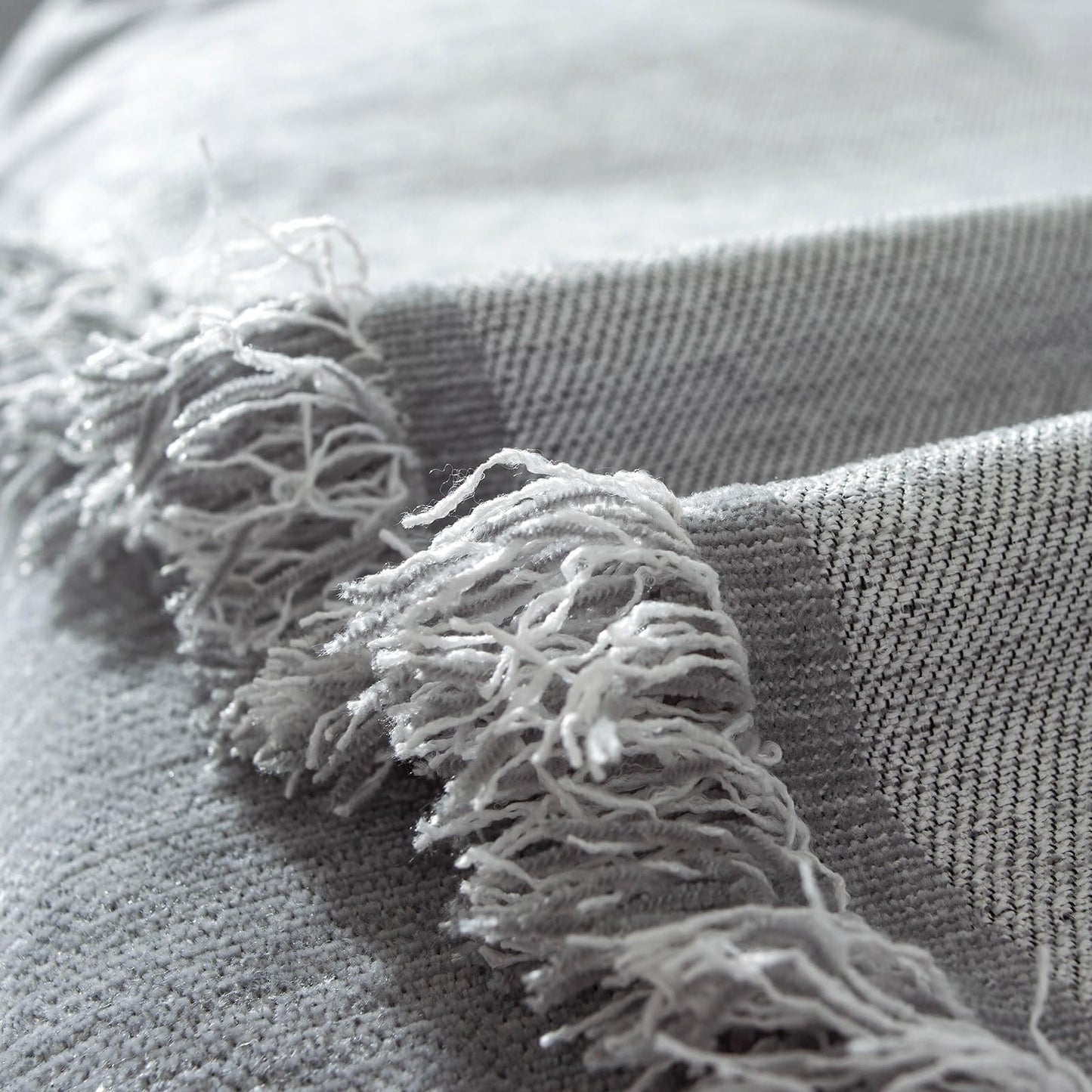 Foreate Sofa Cover Throw Couch Cover with Tassels Chenille Sectional Sofa Cover Blanket - Furniture Protector Couch Slip Cover Machine Washable for Pets Kids Dogs, 71’’ x 134’’, Light Grey-Tassel