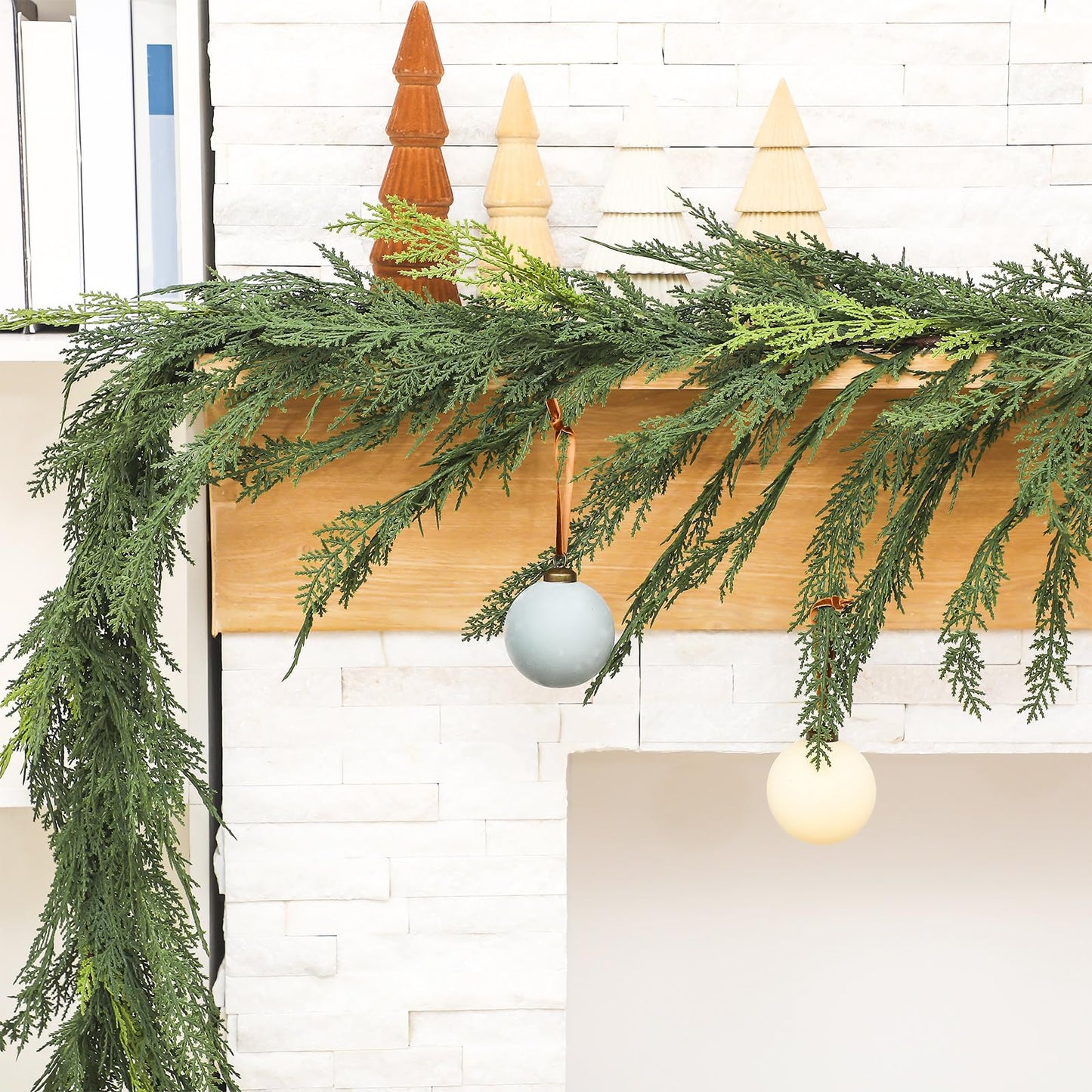 Jutom 1 PCS Christmas Cedar Garland - 6 ft Classic Green Realistic Soft Artificial Faux Cedar Pine Garland Decoration for Home Mantel & Stairs - Holiday Party Winter Decor