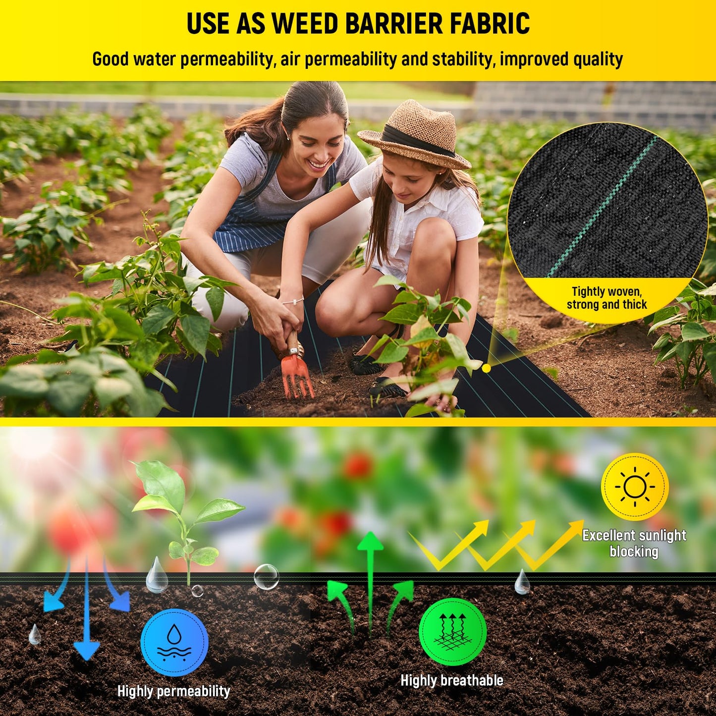 Doniks 6.5x300ft Driveway Fabric,3.5OZ Commercial Heavy Duty Weed Barrier Fabric, Garden Landscape Fabric,French Drain Fabric for Erosion Control,Landscape Fabric,Weed Barrier,Construction Projects