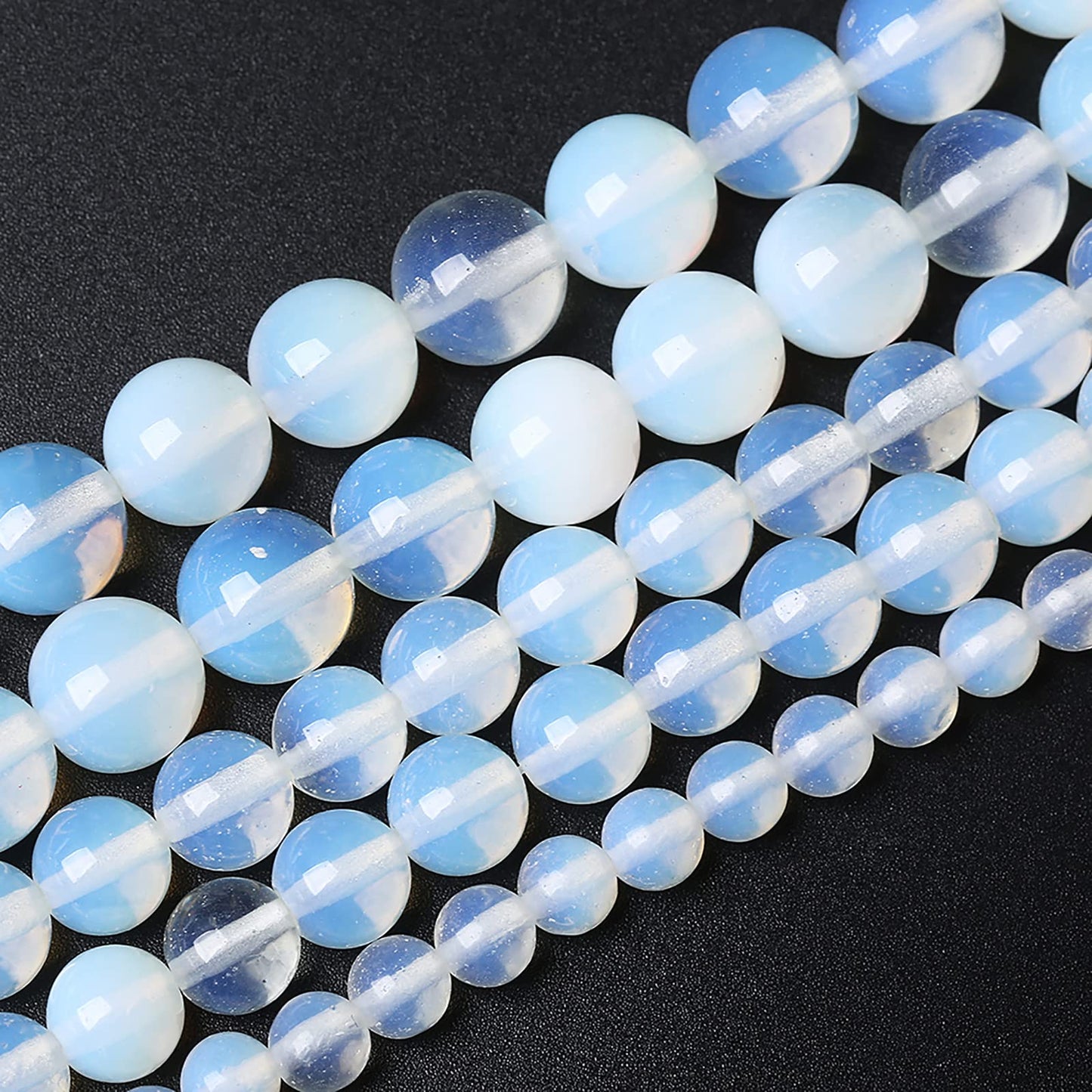 6mm 60pcs AAA Natural Stone Beads White Opal Round Loose Crystal Energy Healing Power Stone Beads for Jewelry Making DIY Bracelet (6mm, White Opal Stone)