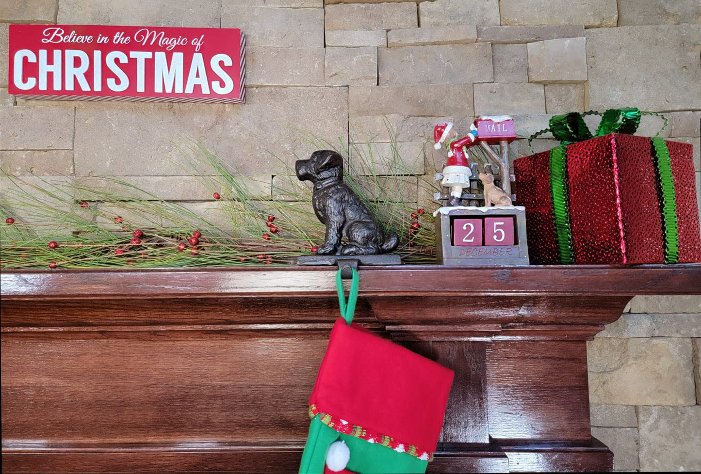 Lulu Decor Cast Iron Dog Stocking Holder - Sturdy Hanger for Mantel | Weighted Cute Stocking Holder for Dogs | Dog Christmas Stocking Holder for Holiday Mantel Decoration, 2.40 lbs (Sitting Dog)