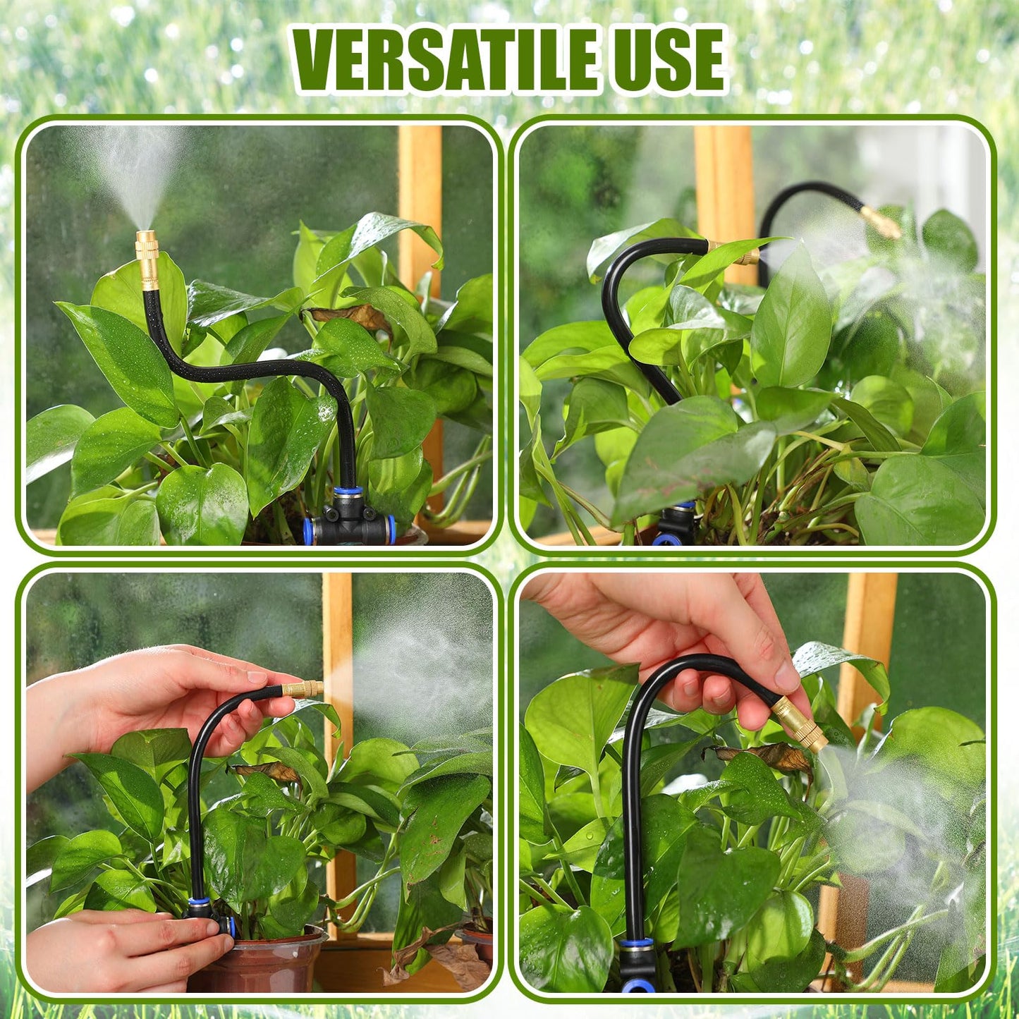 MorningRo 98 ft Drip Irrigation Kit, 5/16" Tube Automatic Watering System with 30pcs 360° Adjustable Brass Nozzles, Water Saving DIY for Garden, Lawn, Yard, Greenhouse Plants