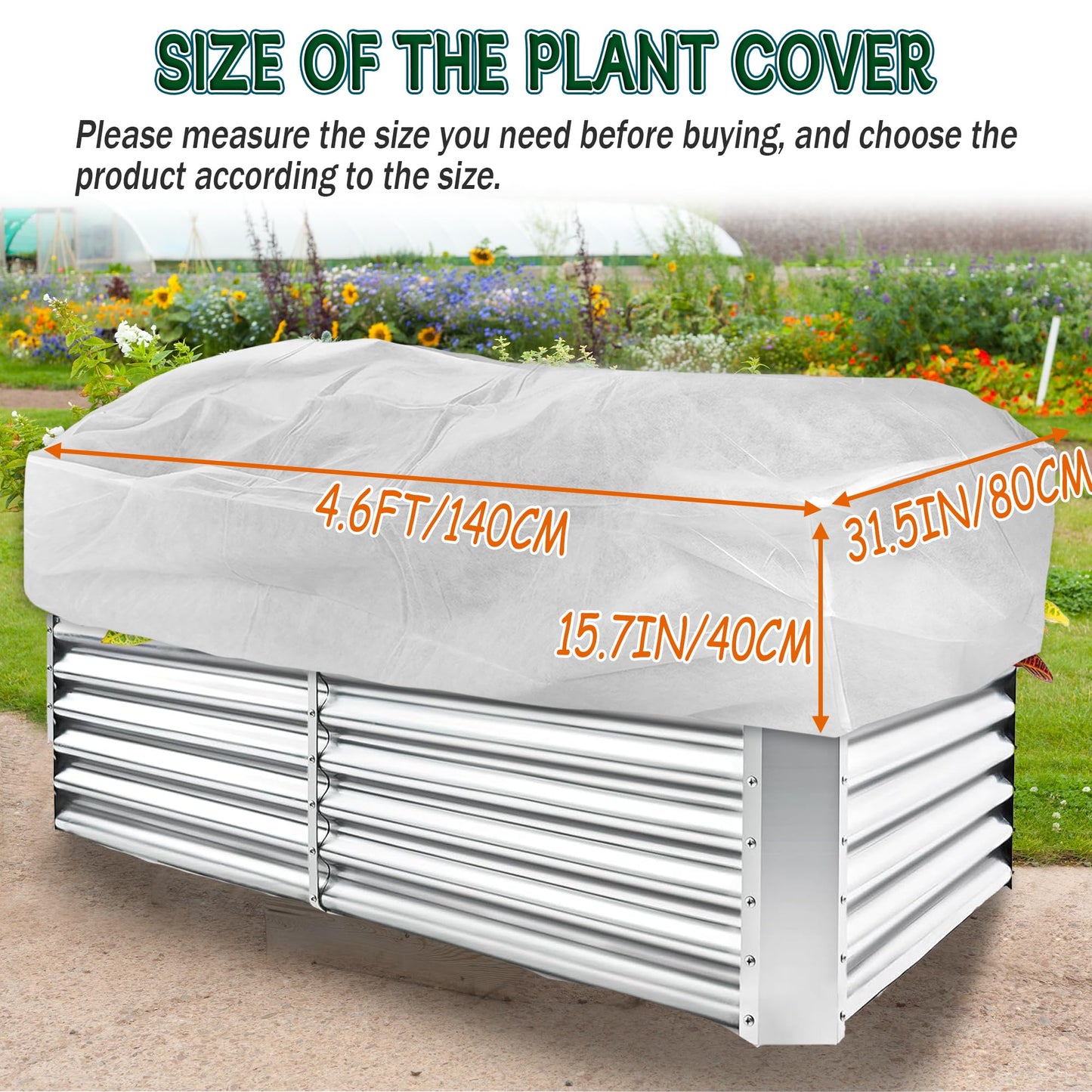 FULEIYA Rectangular Plant Cover Frost Big Size for 4×3×1FT Non Woven Fabric Garden Bed Cover with Zip Drawstring for Winter Cover Protection，Raised Beds Protect Plant Vegetable from Winter Frost