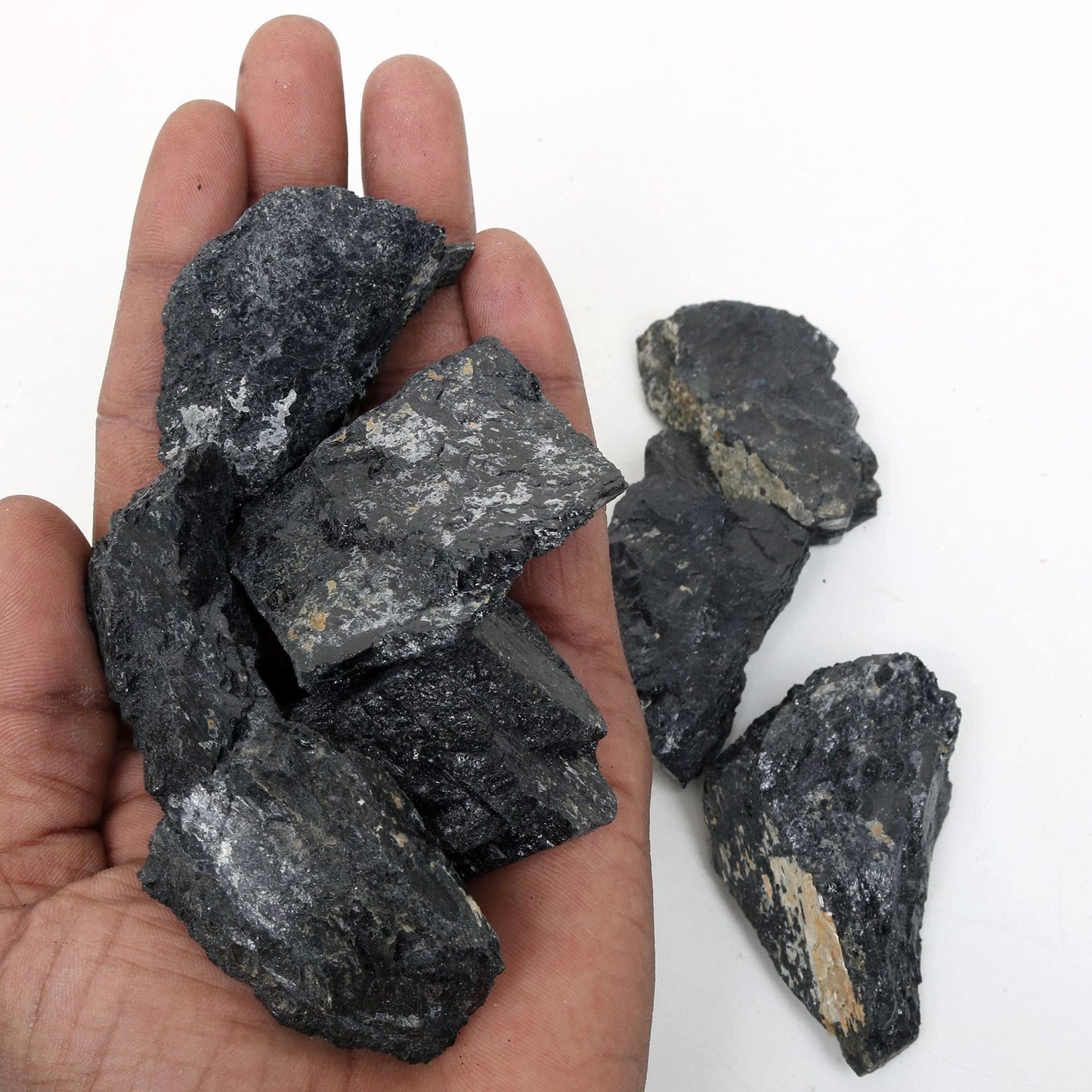REAL-GEMS Natural Raw Healing Crystals Rough Stones for Tumbling, Cabbing, Polishing, Wire Wrapping, Wicca & Reiki Crystal Healing, Mix Gemstones,7 Chakra (Black Tourmaline)