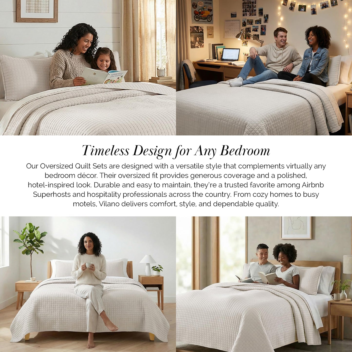 Southshore Fine Living, Inc. Full/Queen Quilt Bedding Set, Microfiber Quilts Queen Size, Coverlet, Stain & Pet Hair Resistant Bedding, Full Size Bedspread with 2 Pillow Shams, Natural Beige
