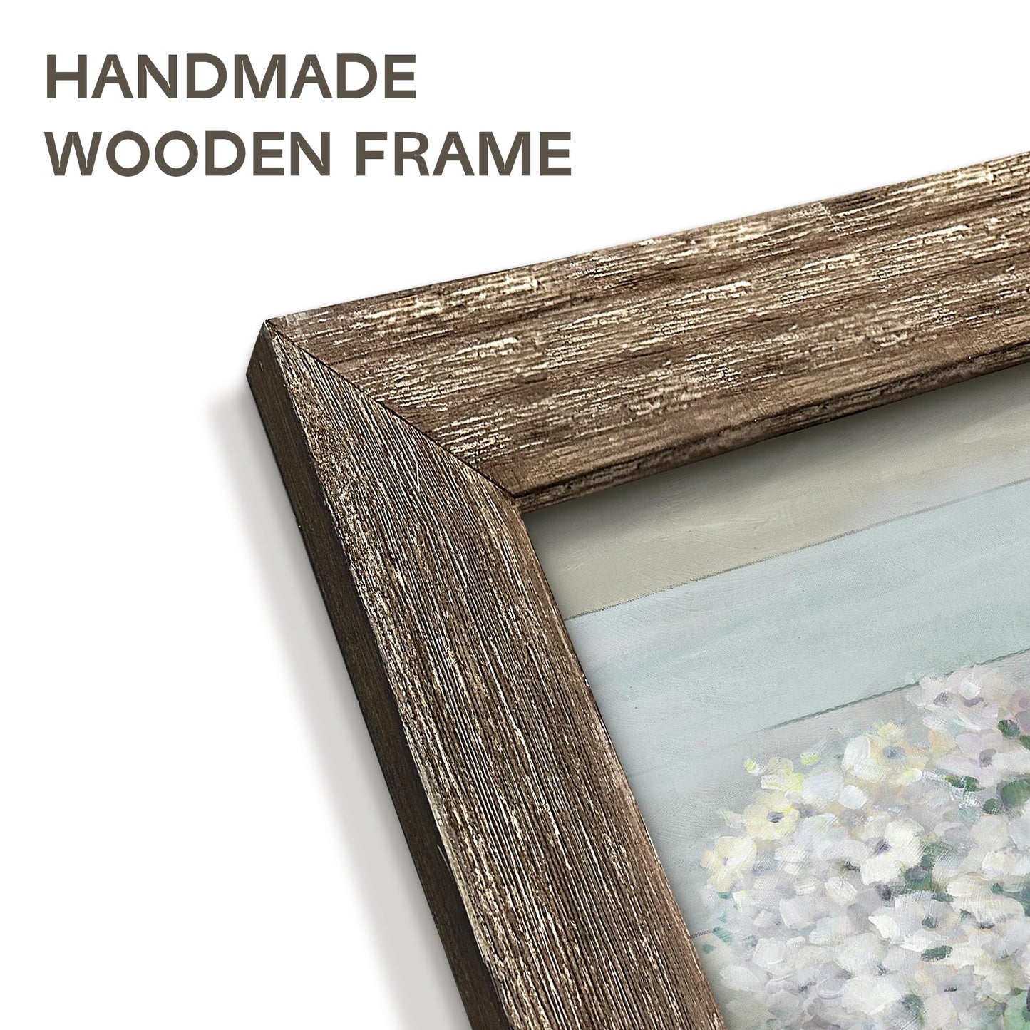 Framed Wooden Flowers Wall Art: Large Florals Vase Picture Botanical Plants Artwork for Living Room