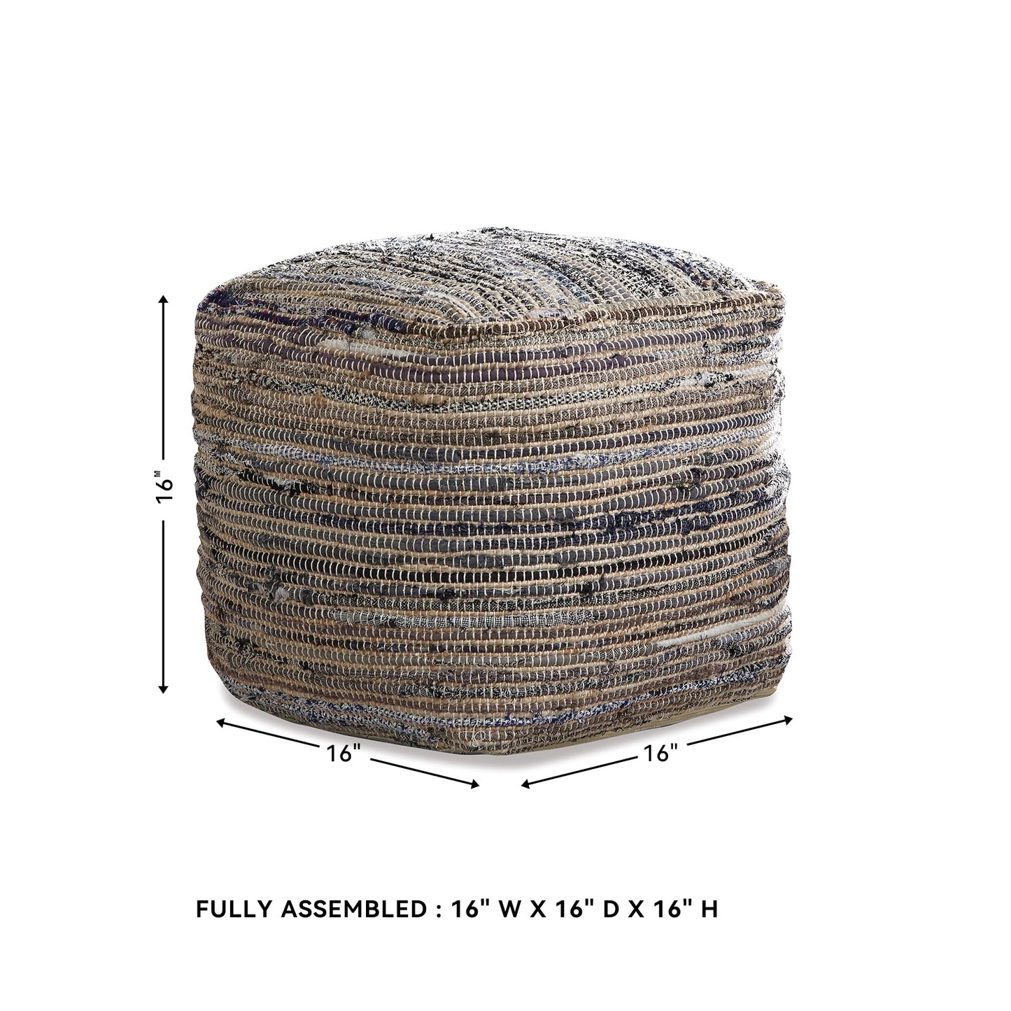 Signature Design by Ashley Absalom Hemp Pouf, 16 x 16 Inches, Multicolored