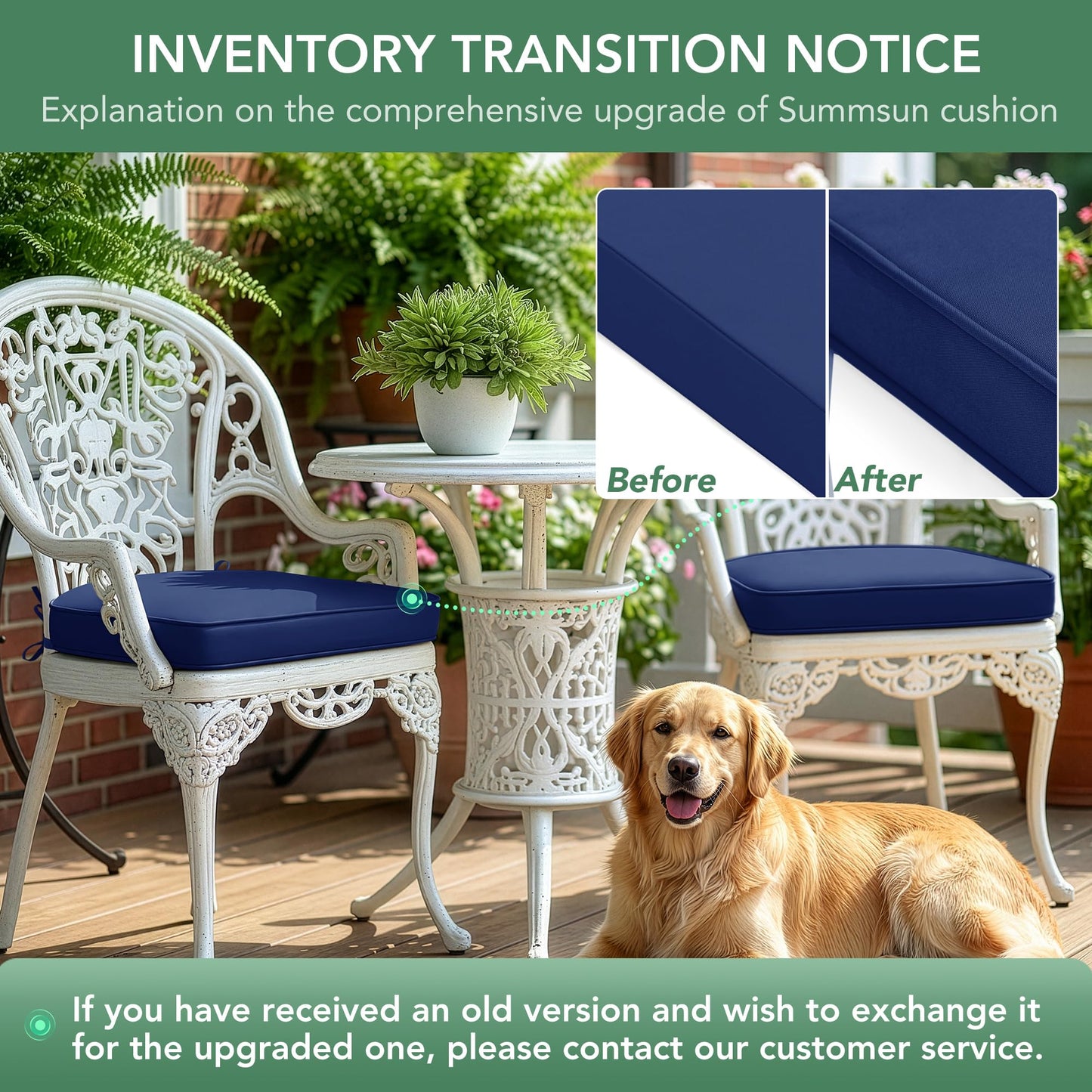 Outdoor Chair Cushions Set of 4: Waterproof & Fade Resistant Patio Furniture Cushions - 17 x 16 x 2 Inch Non Slip Round Corner Seat Cushion Pads with Removable Cover for Garden Yard Lawn, Navy Blue