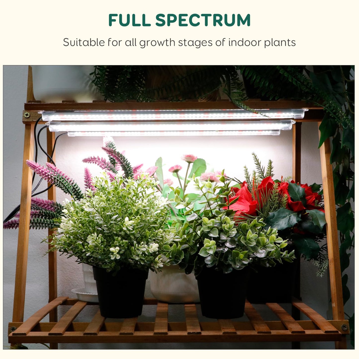 LPMZMBL 6-Bar Grow Light Strips for Indoor Plants, 16" Full Spectrum Plant Lights, 6500K Sunlike Grow Lights with 6/12/18H Timer, 5-Level Dimmable for Indoor Growing