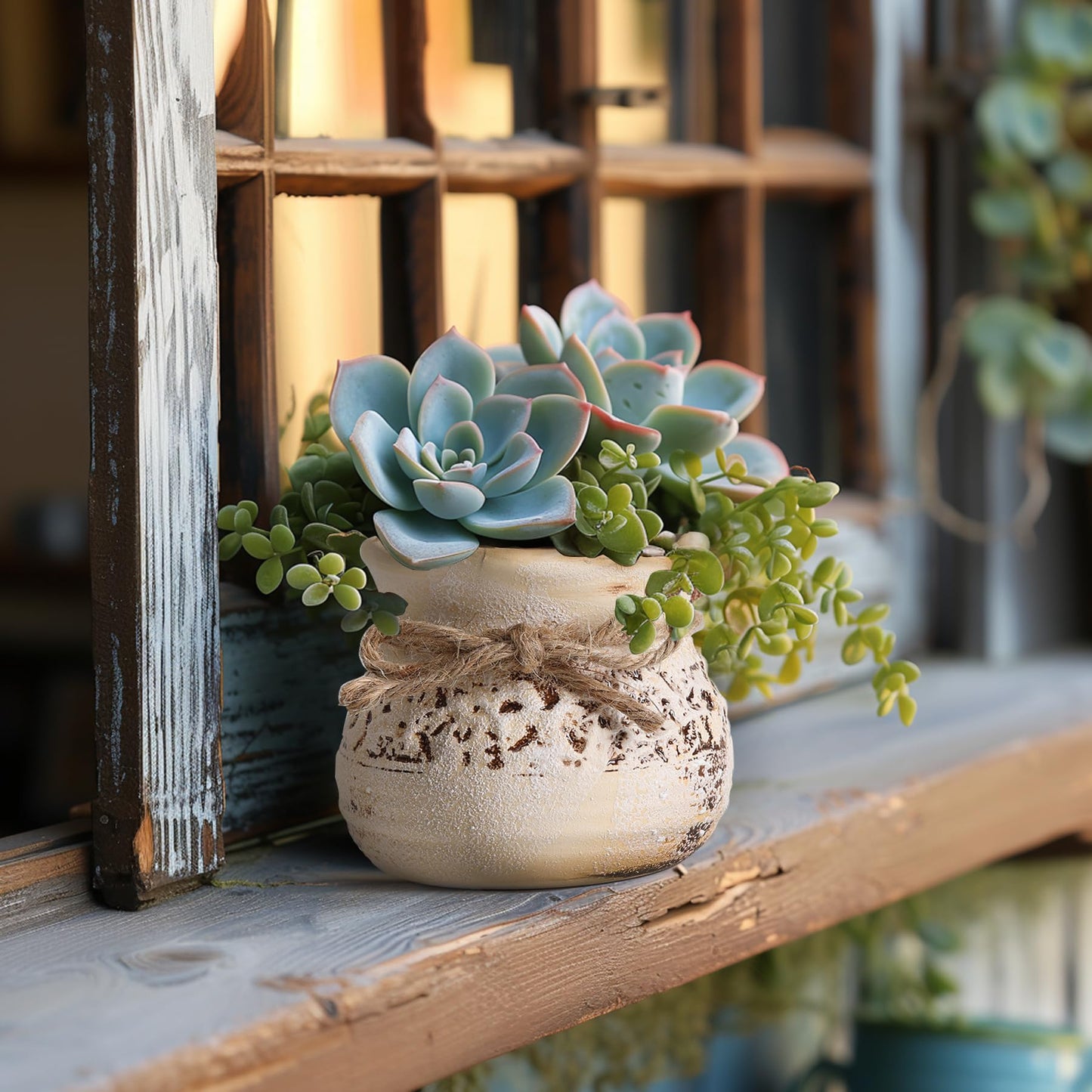 T4U Succulent Pots Set of 4, 3.5 Inch Small Plants Pots, Small Ceramic Pots with Drainage Holes, Succulent Planters for Indoor Plants, Succulent Gift for Women, Mom, Plant Lover, Bookshelf Decor